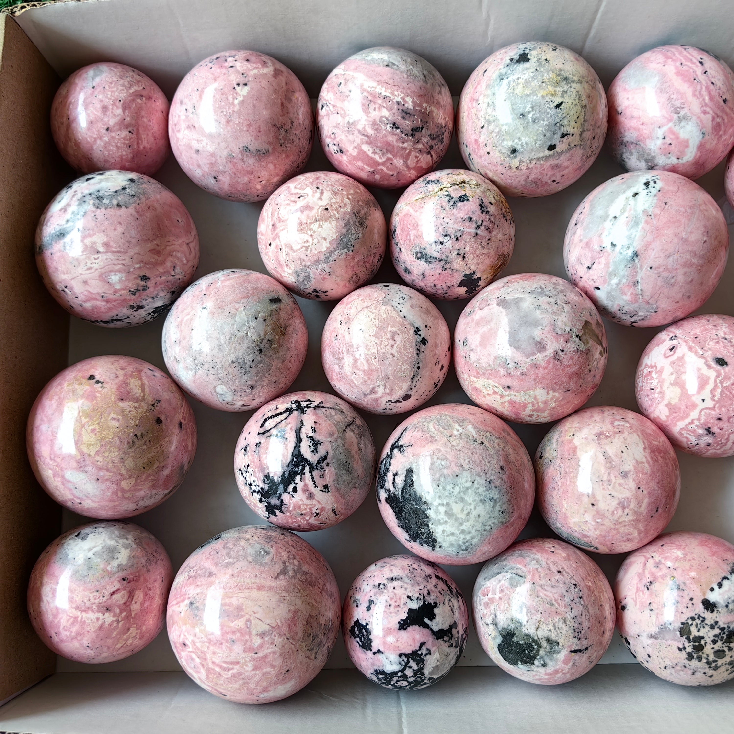 26 pcs pink rhodonite spheres