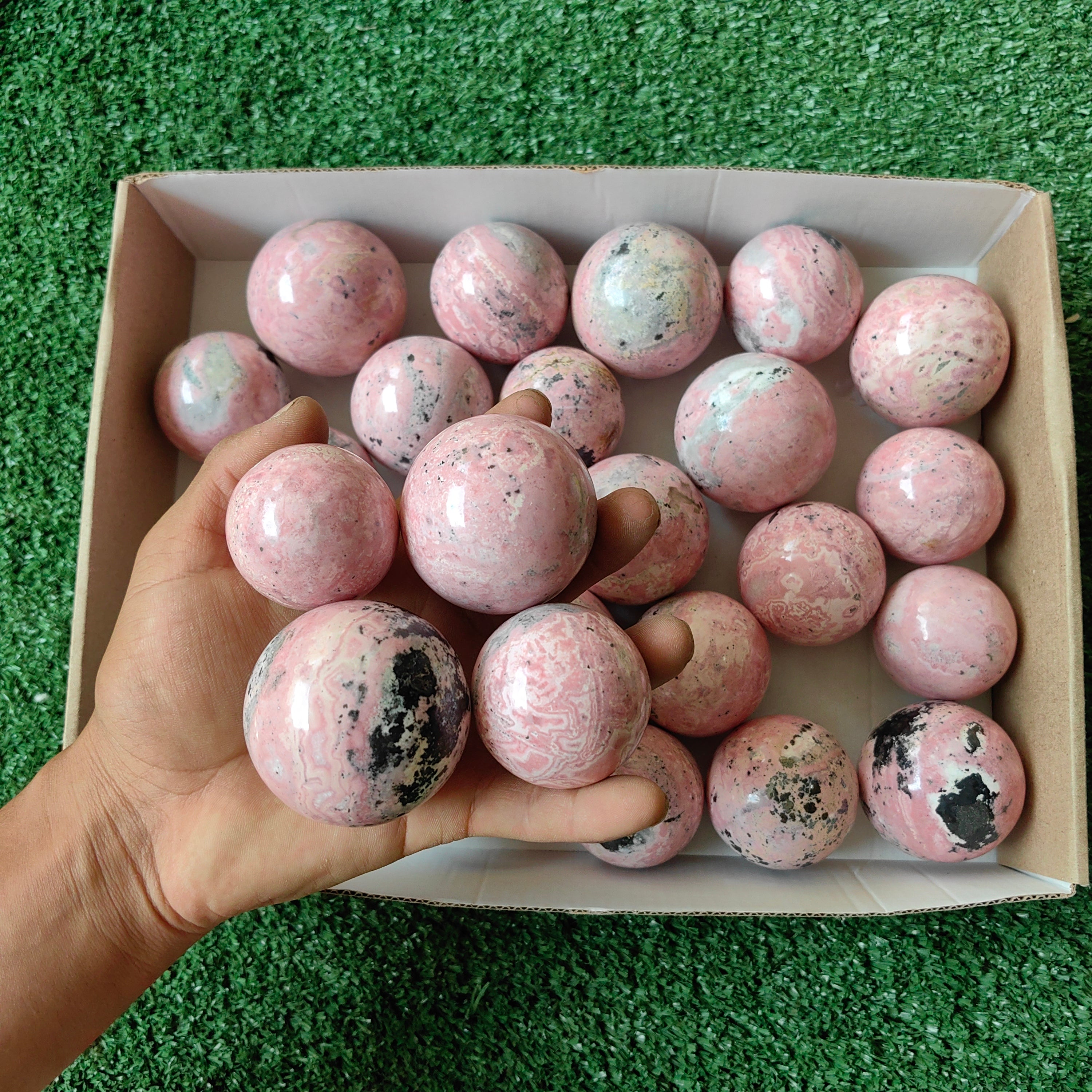 26 pcs pink rhodonite spheres