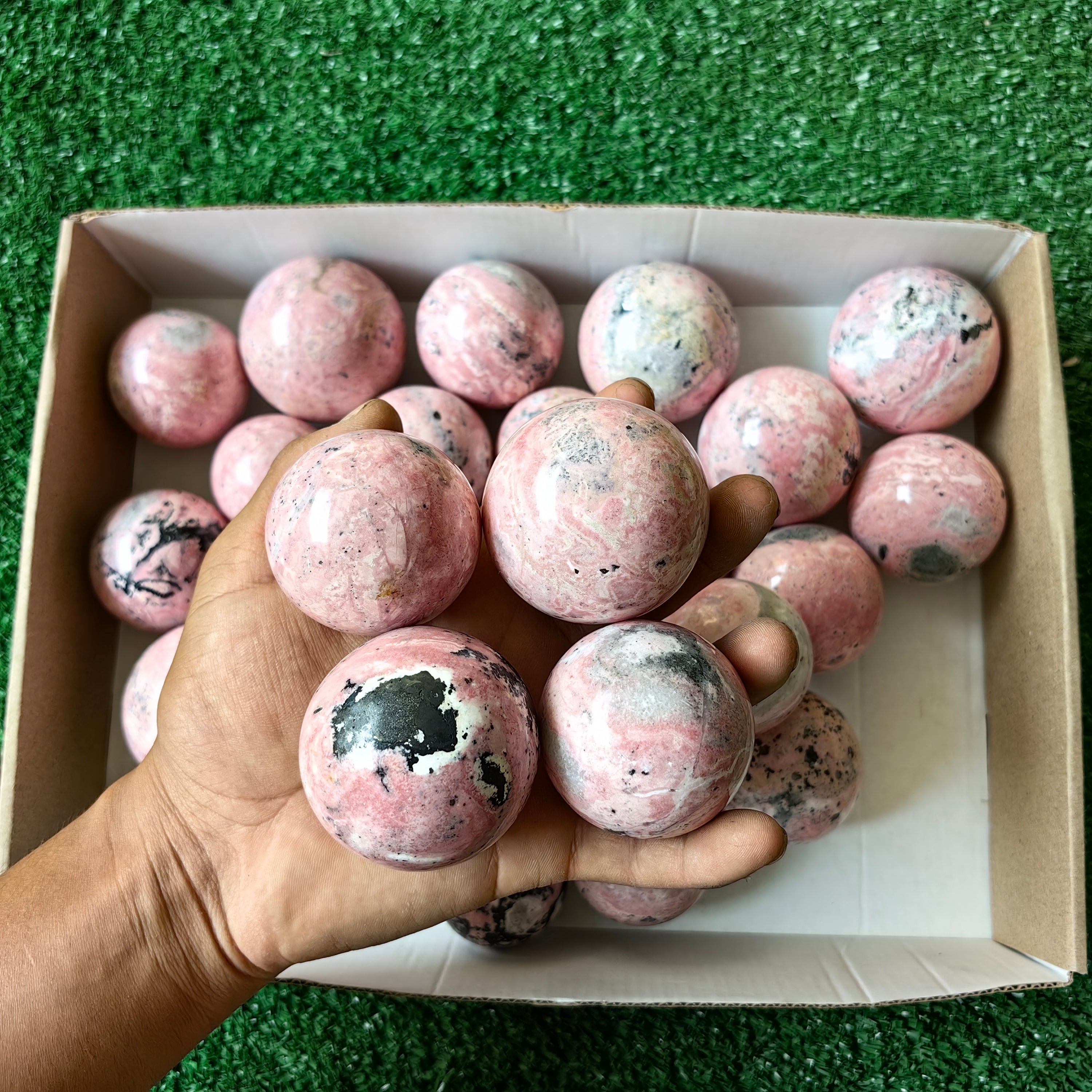 26 pcs pink rhodonite spheres