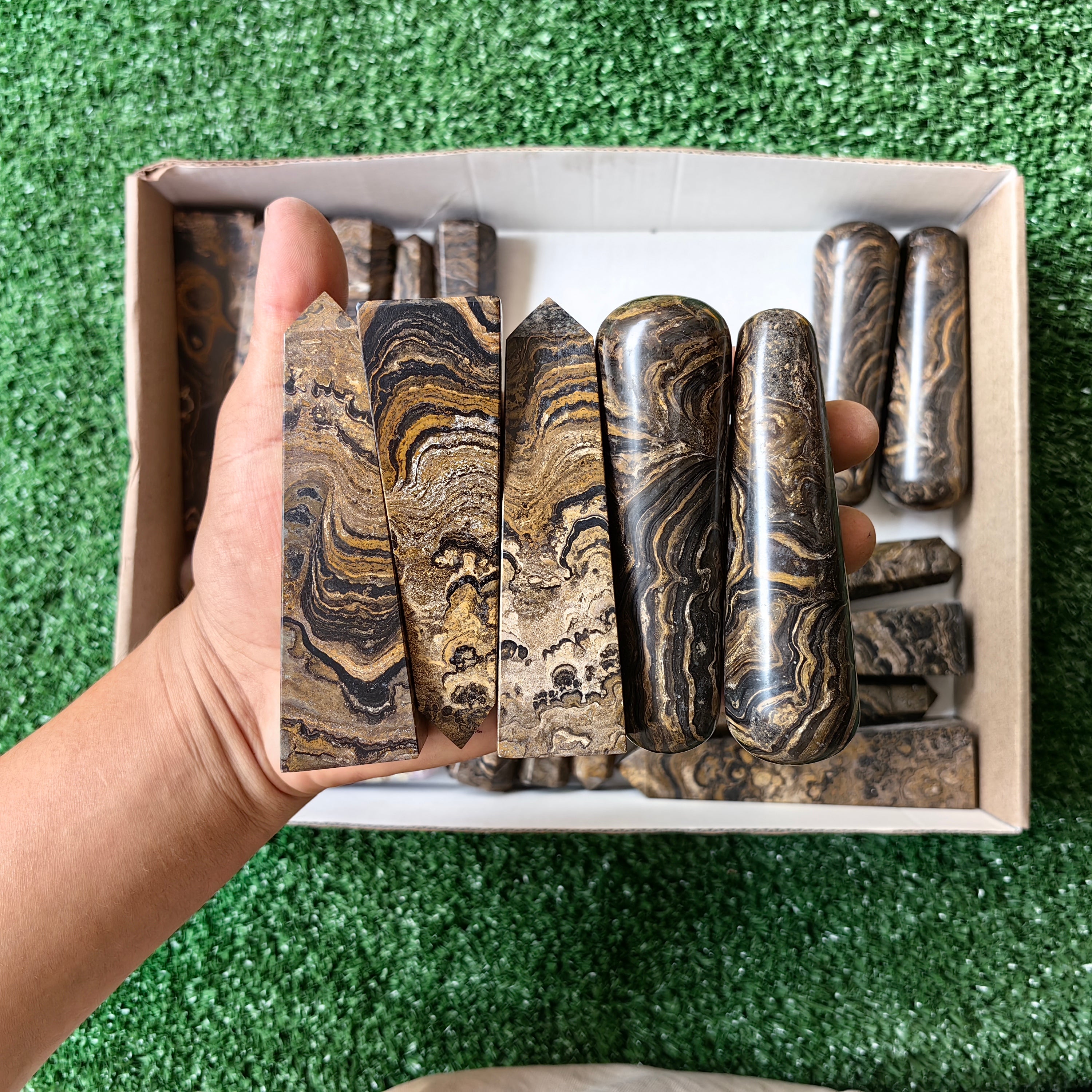 Lot 23 pcs Stromatolite / Phosphosiderite drusy Wand