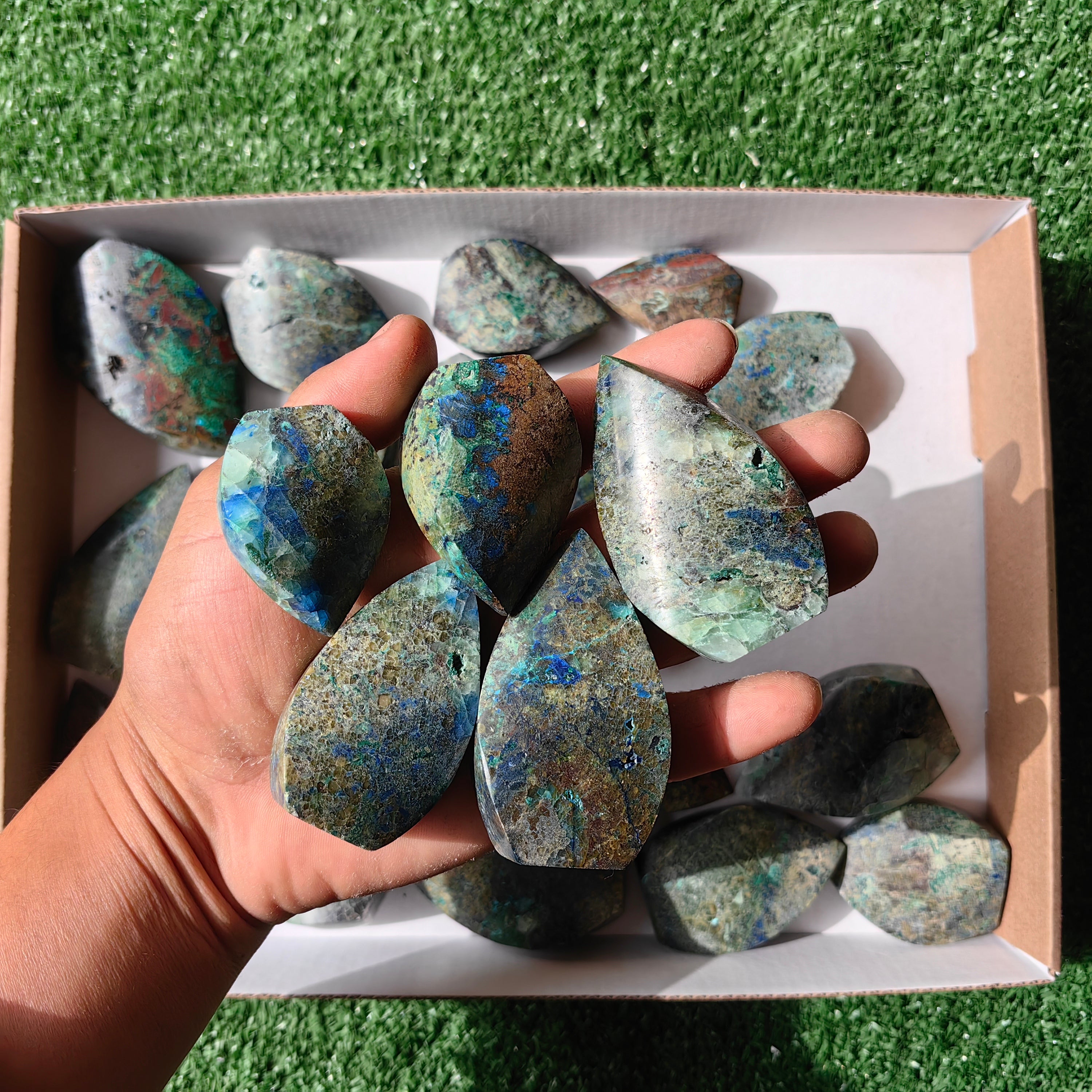 Lot 25 pcs Chrysocolla with azurite Flame