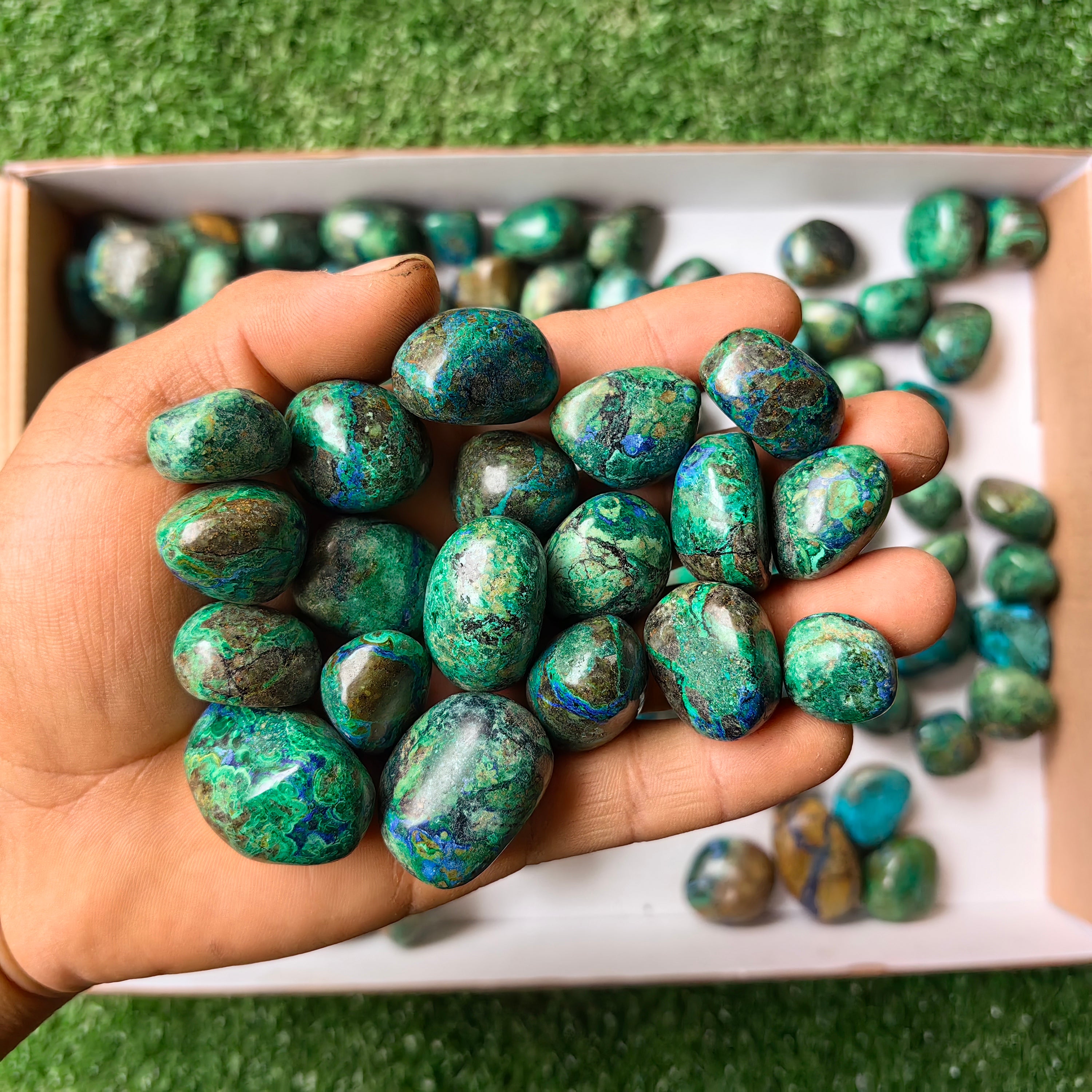 Lot 2 kg Malachite on Azurite Tumbled