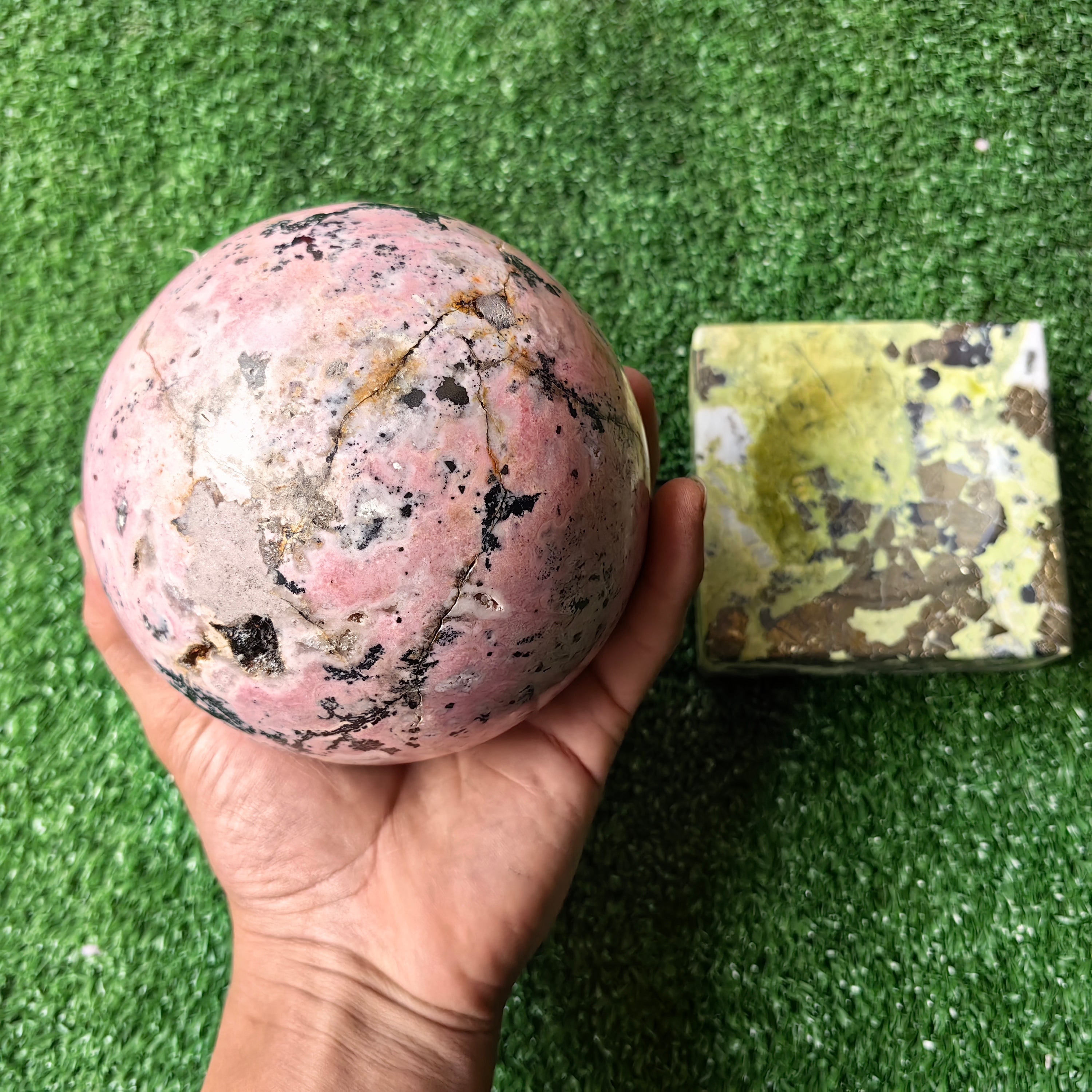 1 pc Rhodonite Sphere with Base