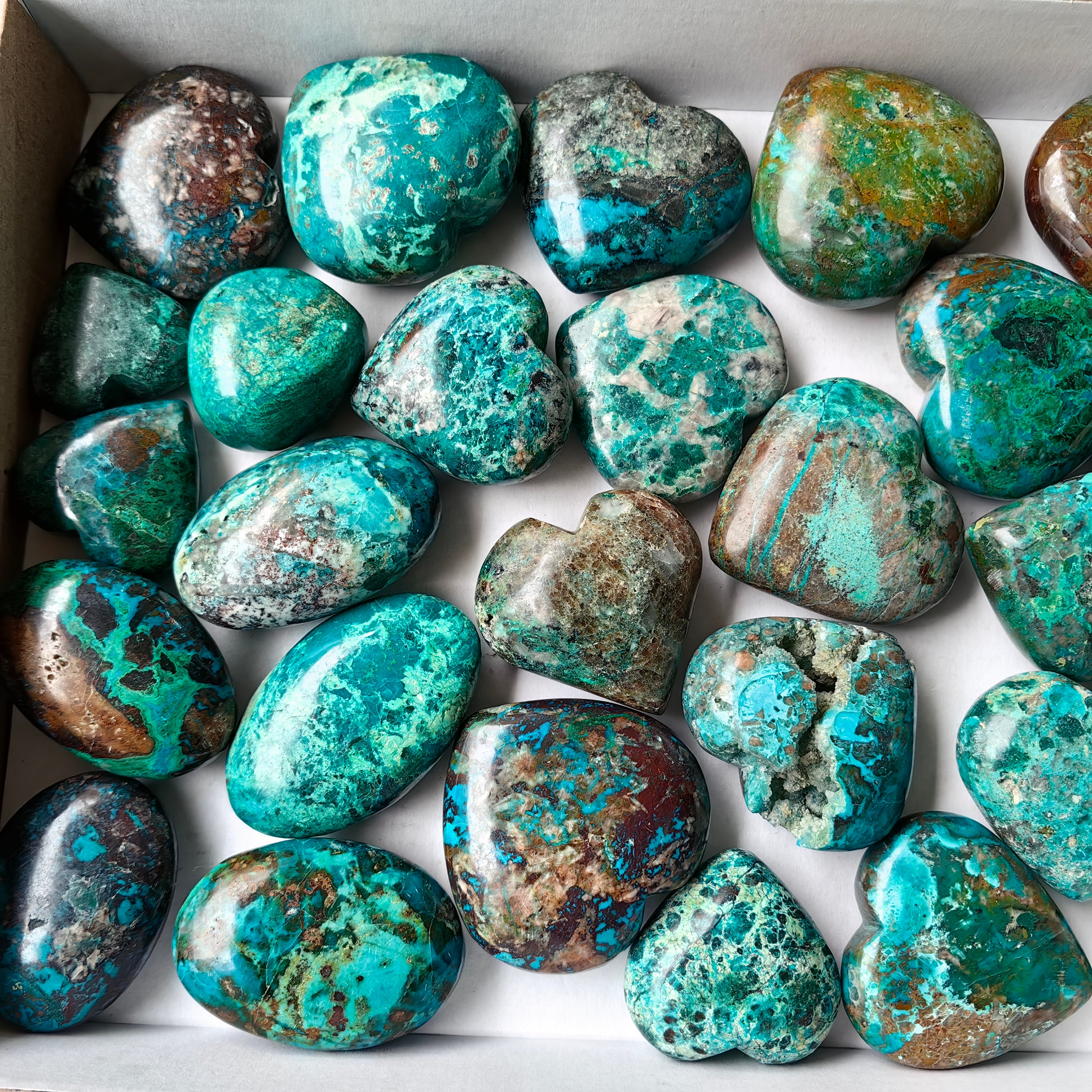 Lot 26 pcs Chrysocolla Palm and Heart