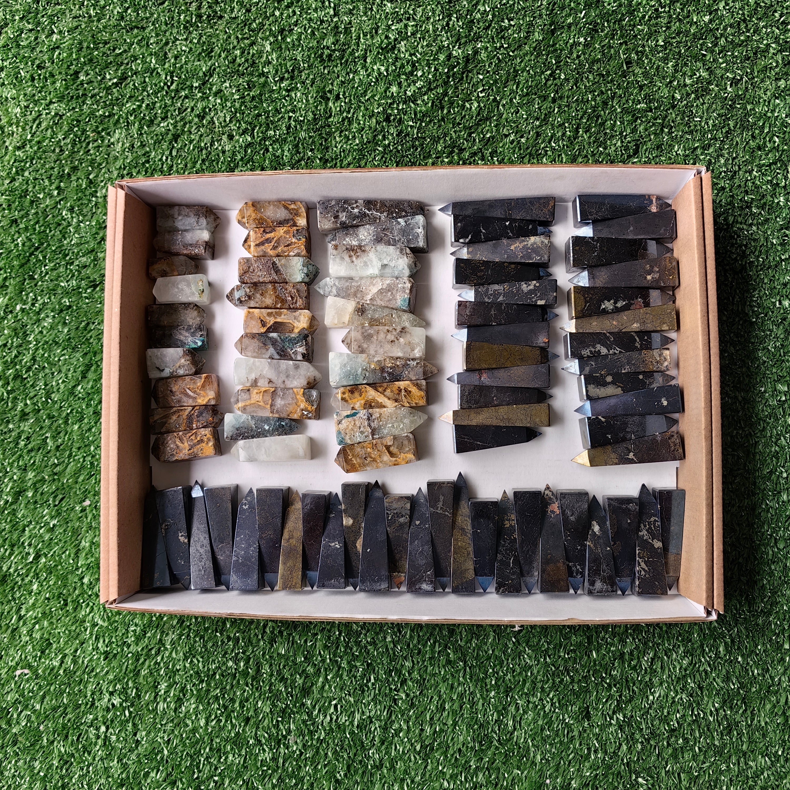 Lot 78 pcs Covellite and Chrysoquartz Tower