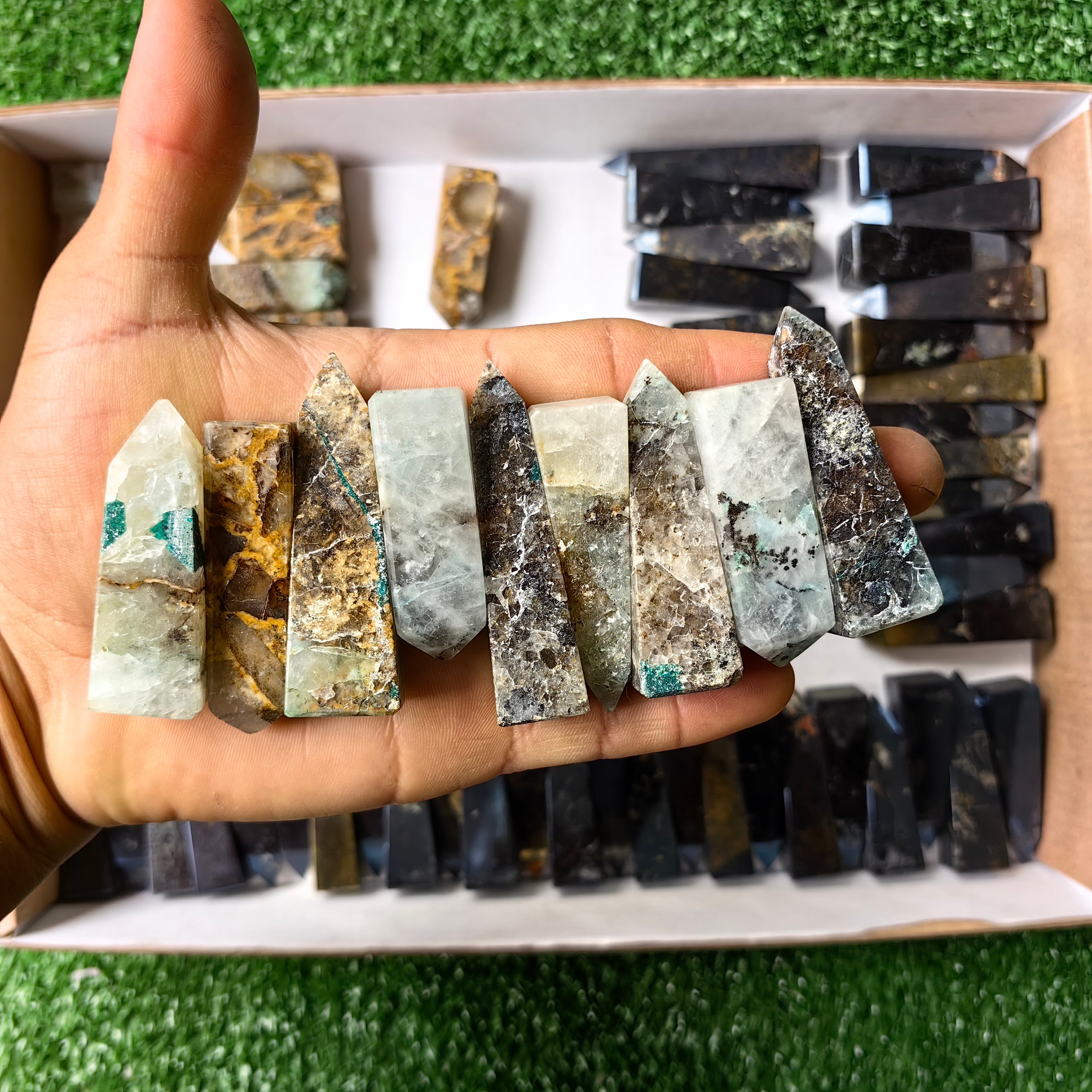 Lot 78 pcs Covellite and Chrysoquartz Tower