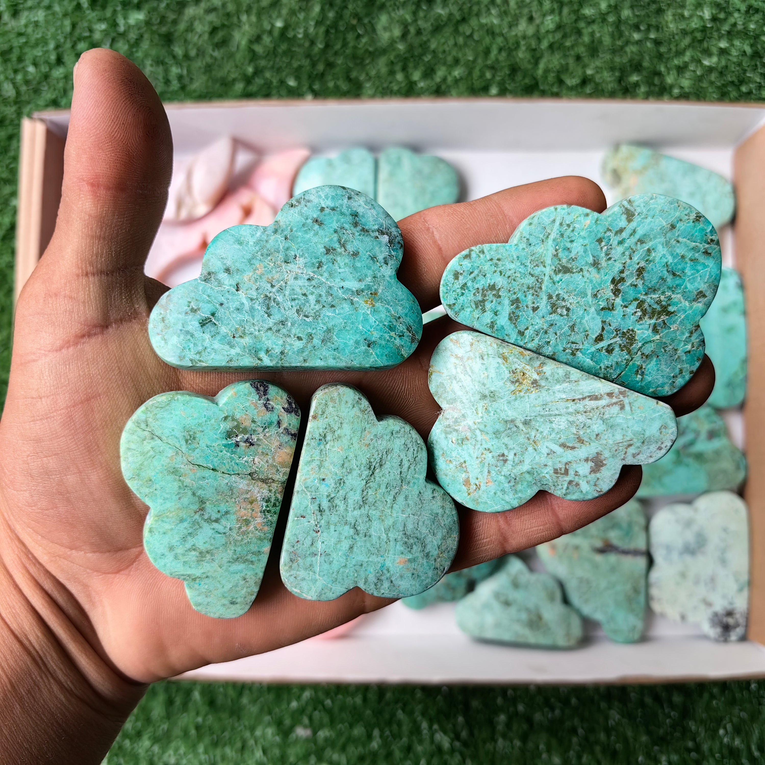 Lot 33 pcs Pink Opal, Rhodonite, Peruvian Turquoise Moon and cloud