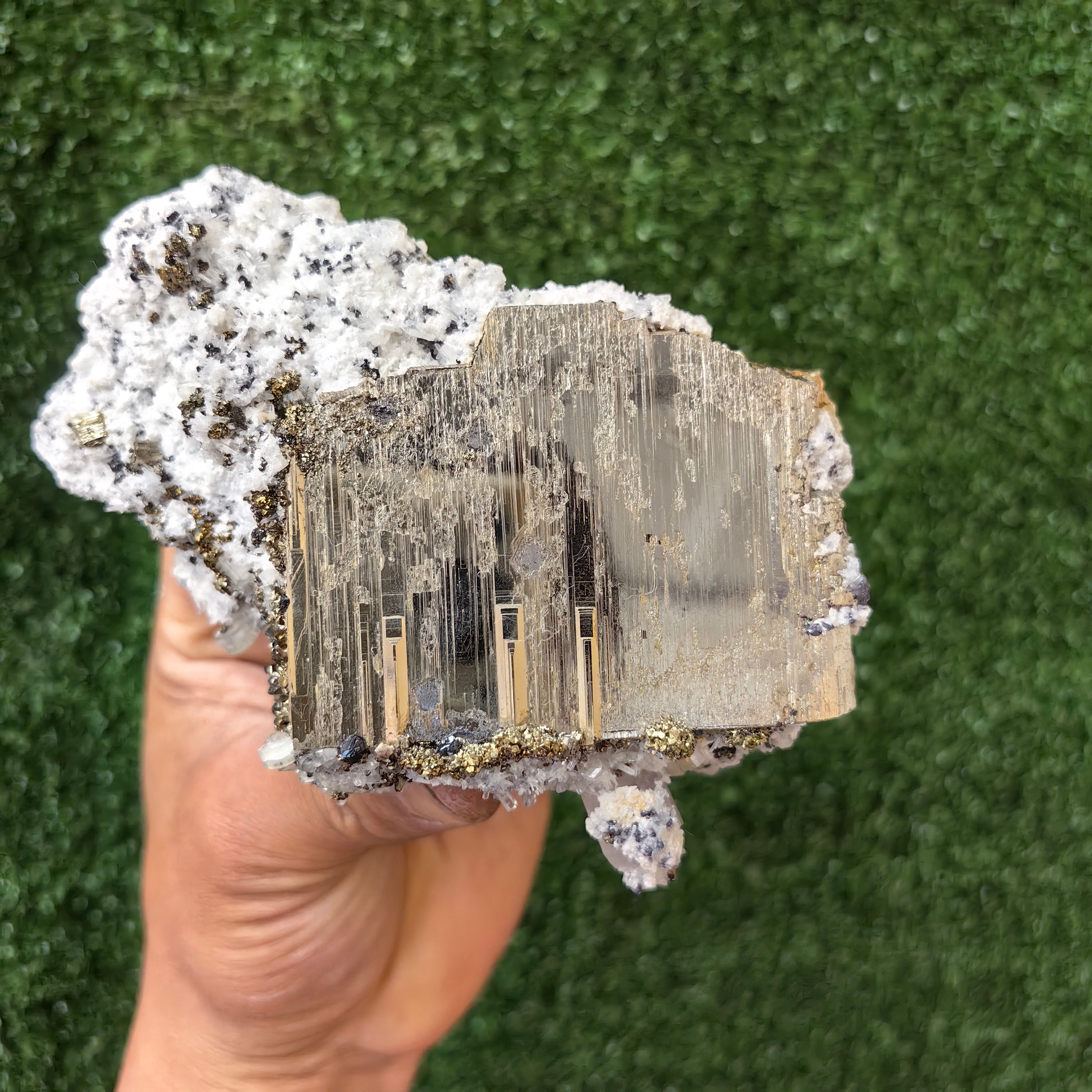 1 pc Pyrite Cubic with Chalcopyrite and Quartz