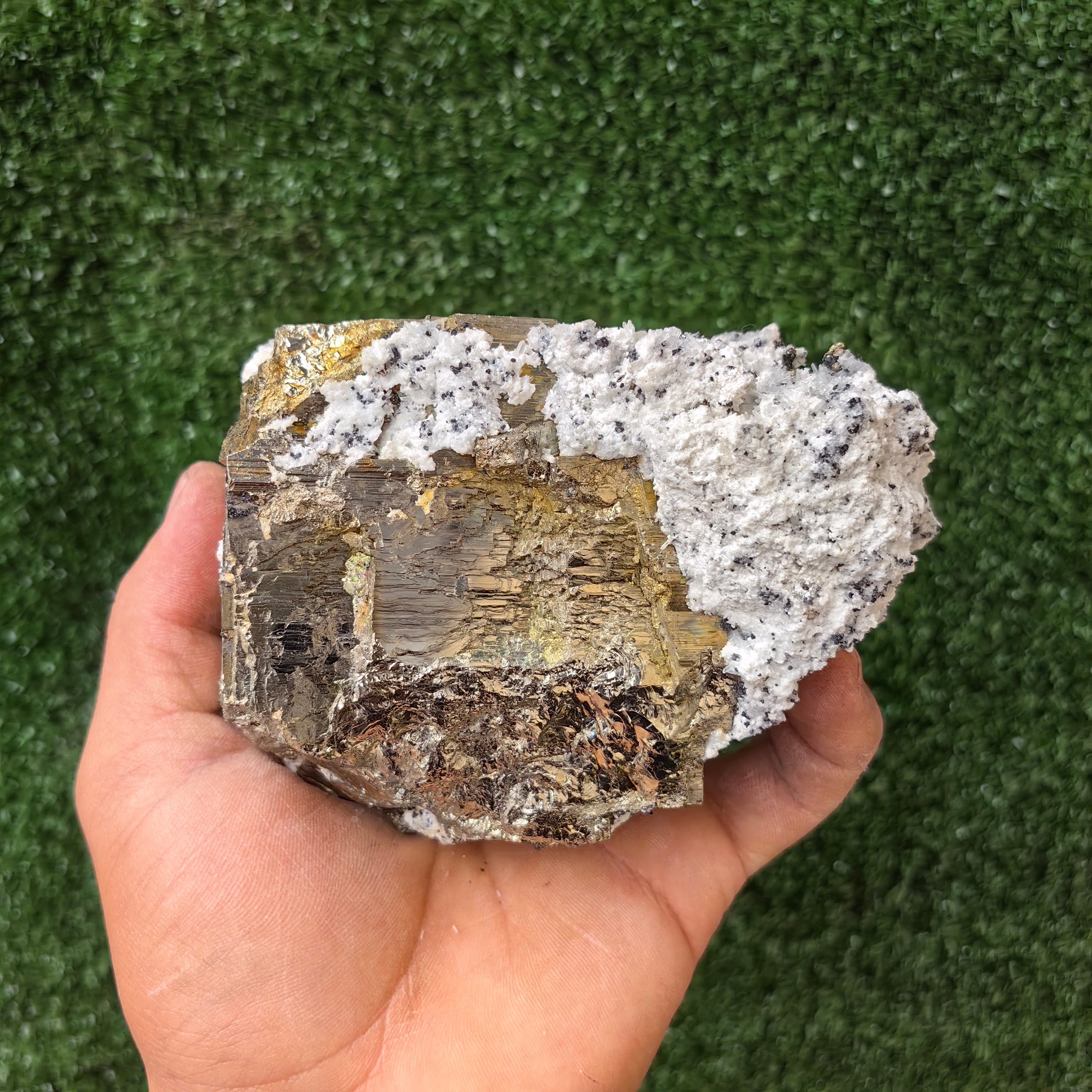 1 pc Pyrite Cubic with Chalcopyrite and Quartz