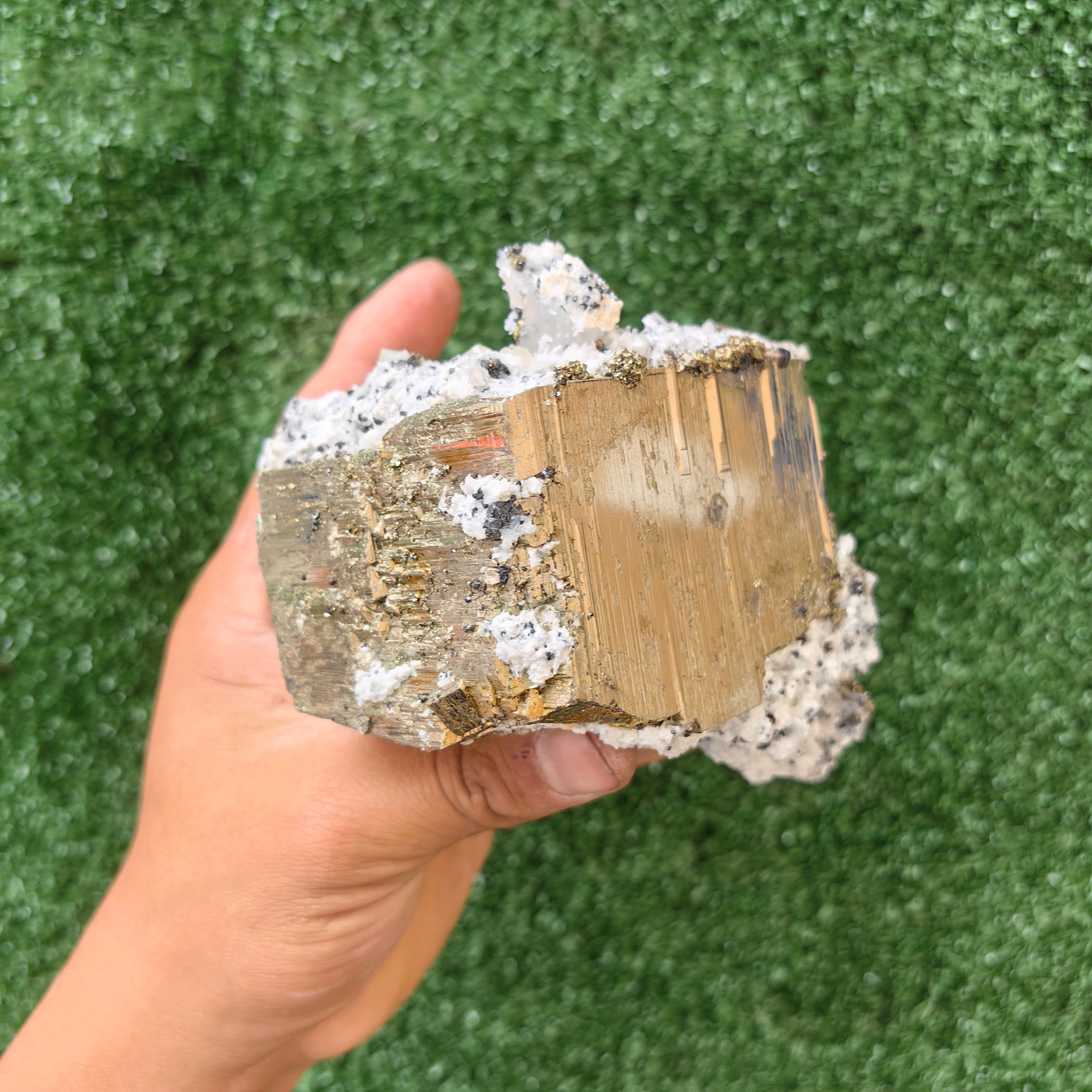 1 pc Pyrite Cubic with Chalcopyrite and Quartz