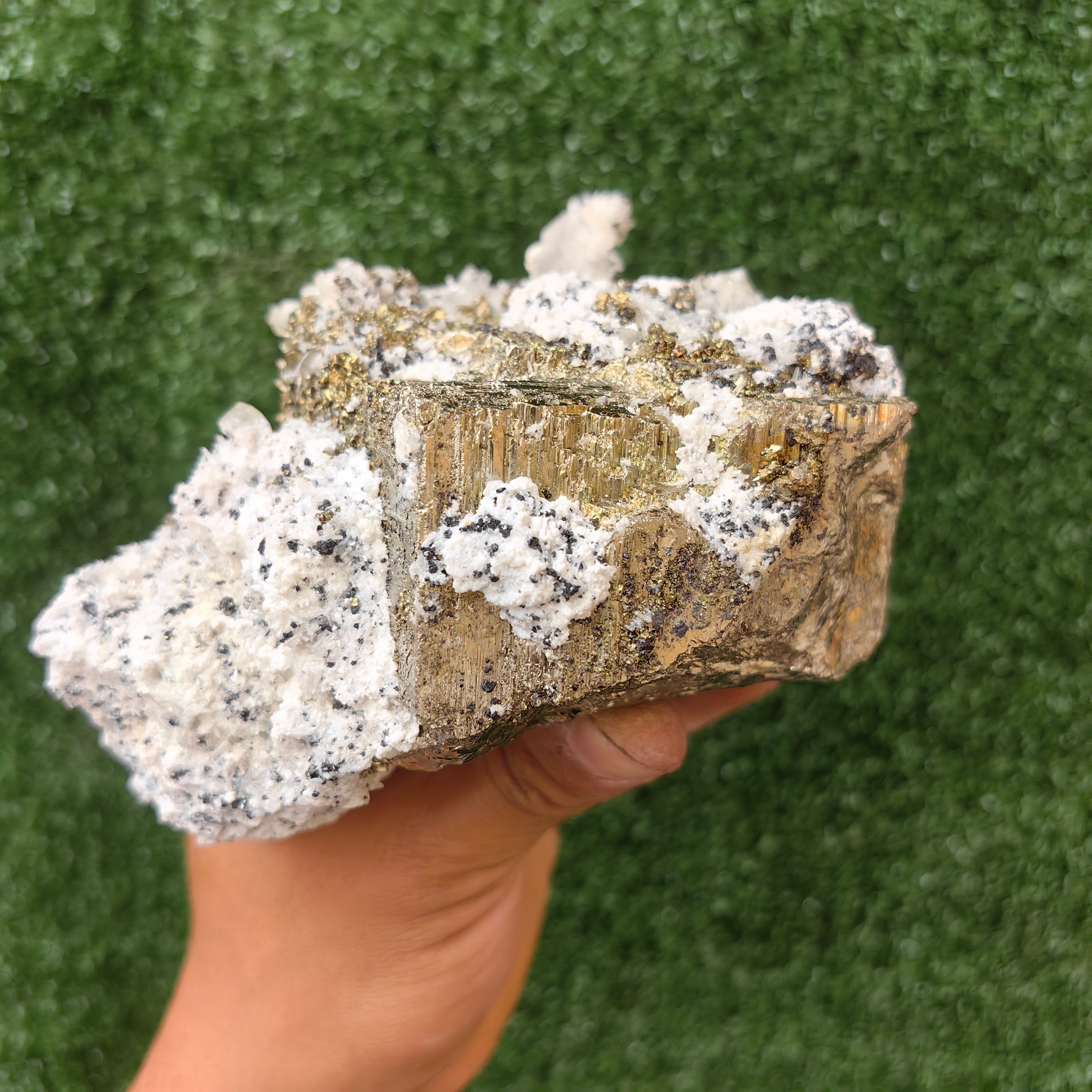 1 pc Pyrite Cubic with Chalcopyrite and Quartz