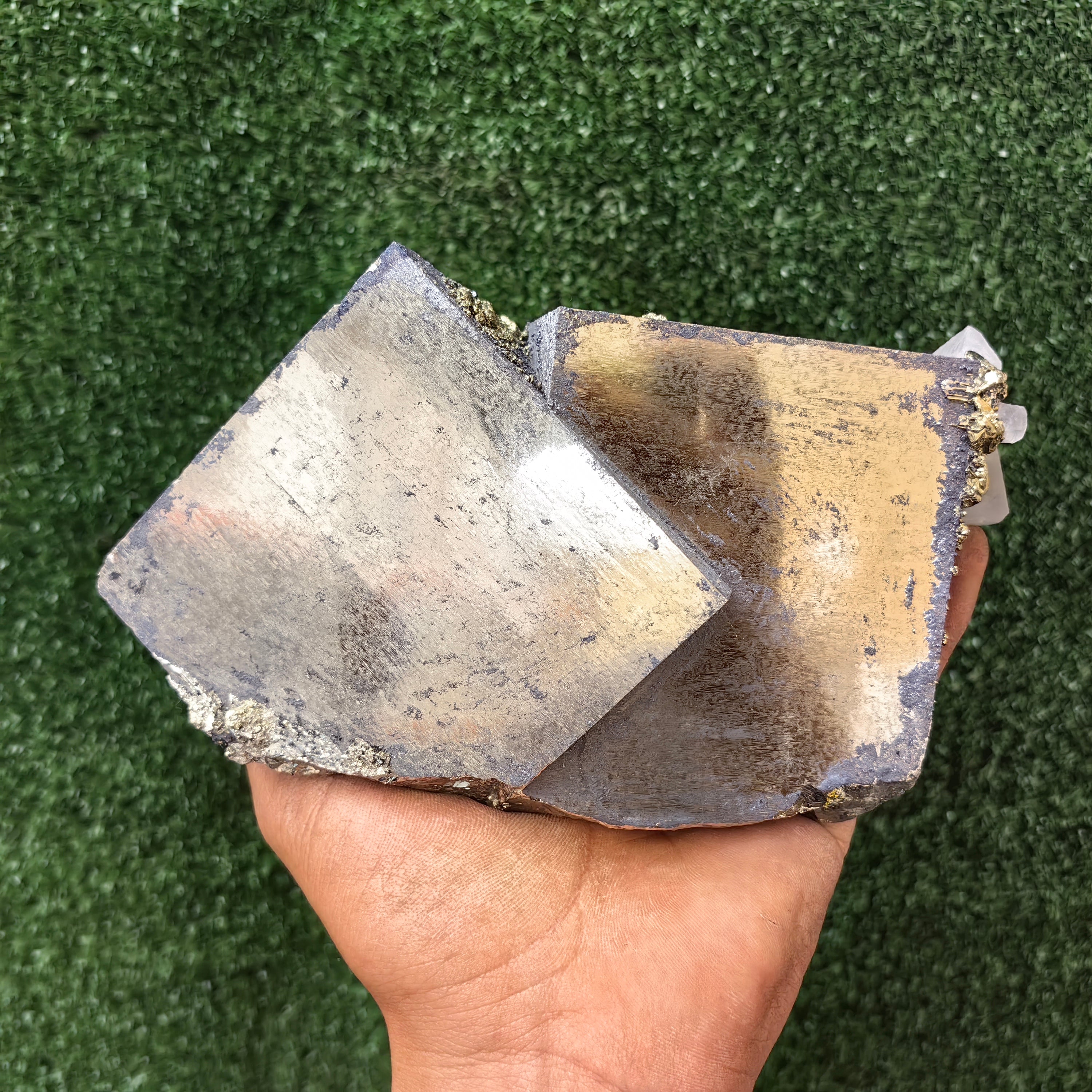 Pyrite Cubic with Chalcopyrite and Calcite