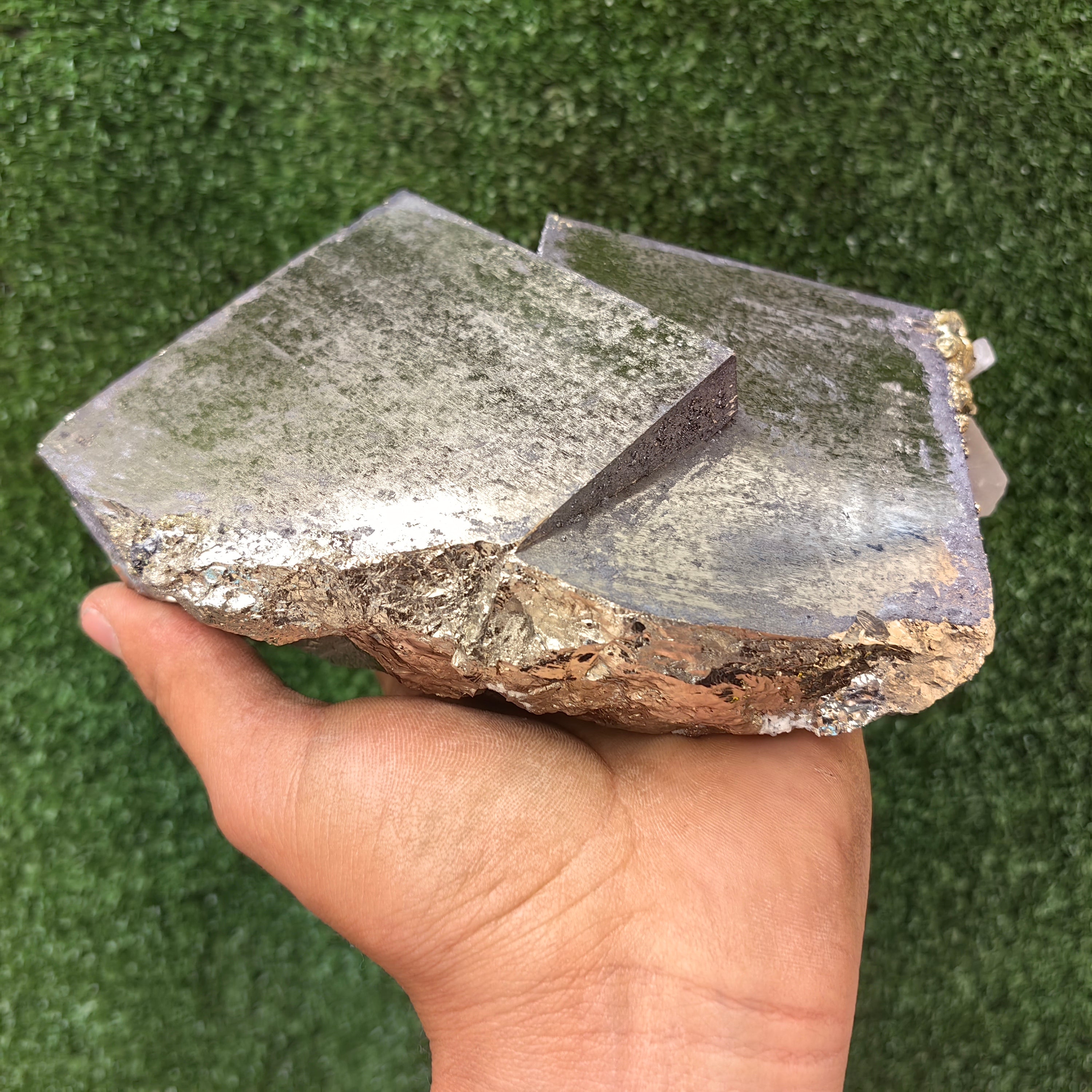 Pyrite Cubic with Chalcopyrite and Calcite