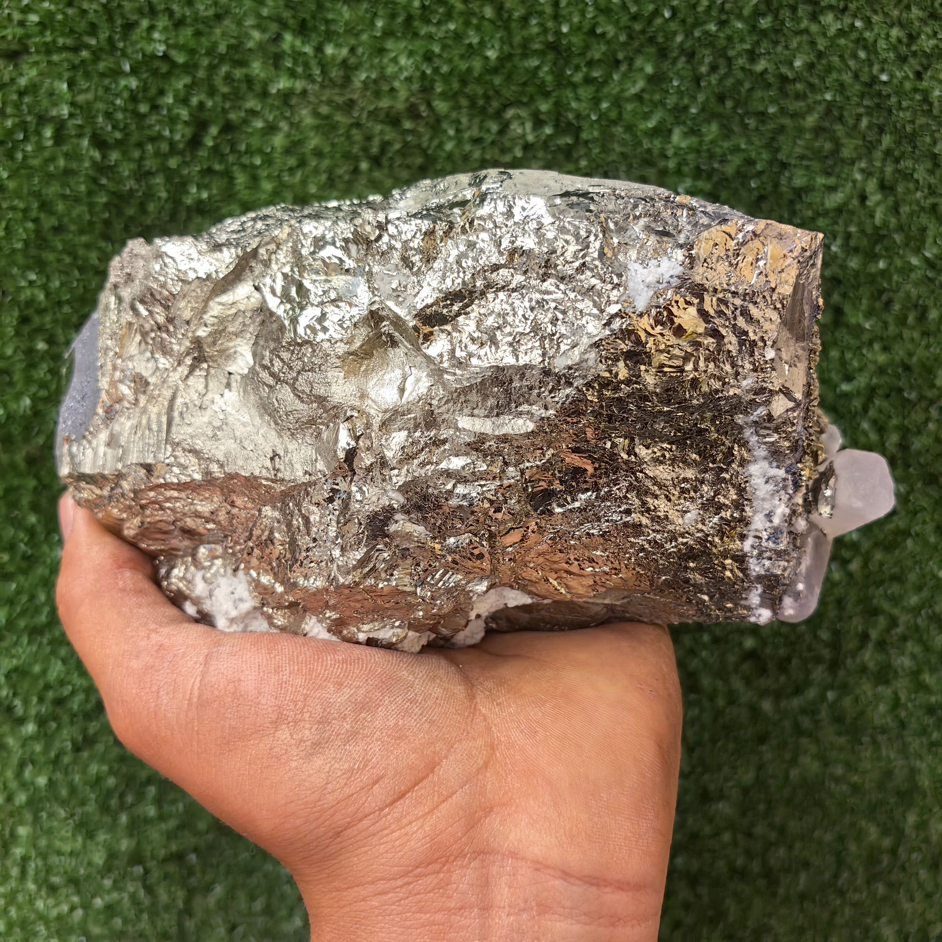 Pyrite Cubic with Chalcopyrite and Calcite