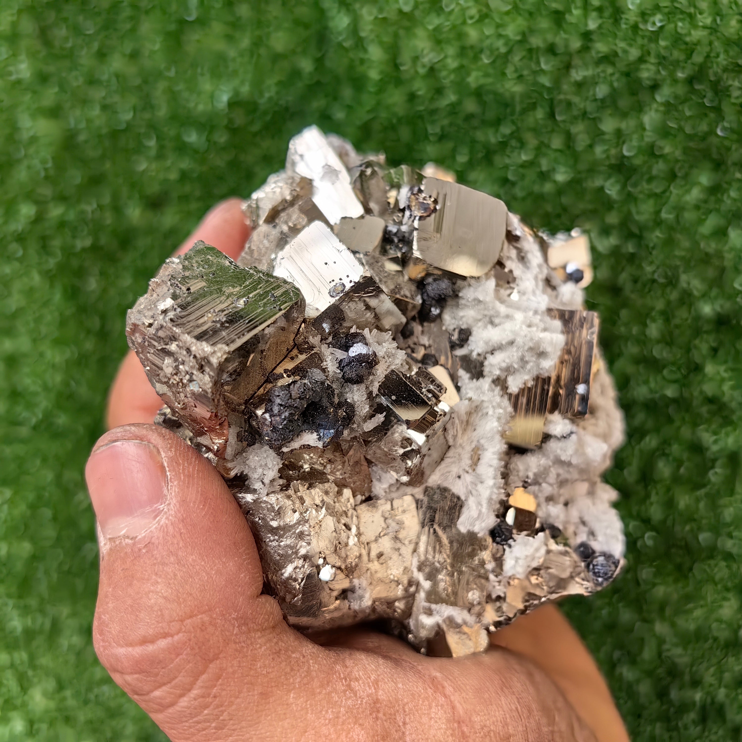 1 pc Pyrite Cubic with Quartz and Sphalerite