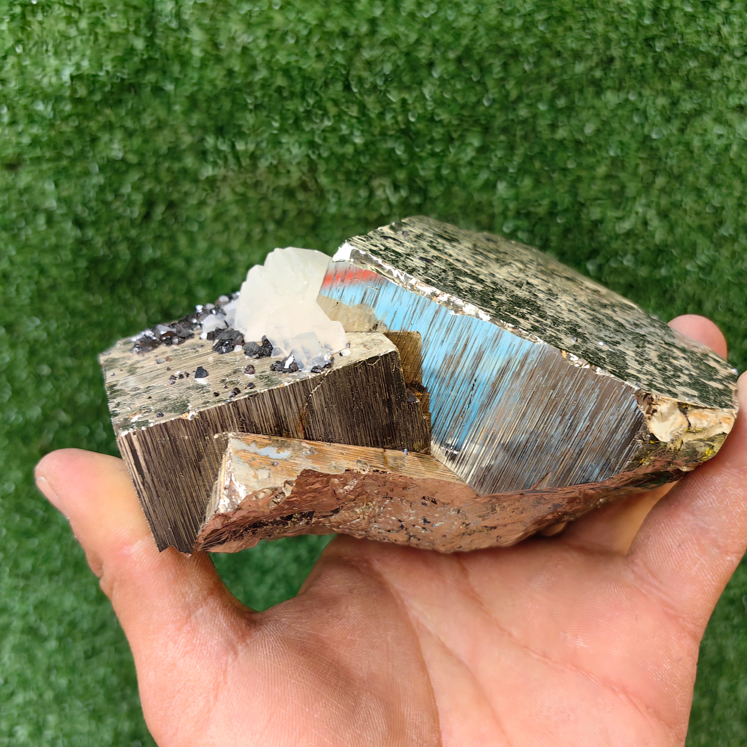1 pc Pyrite Cubic with Calcite and Sphalerite