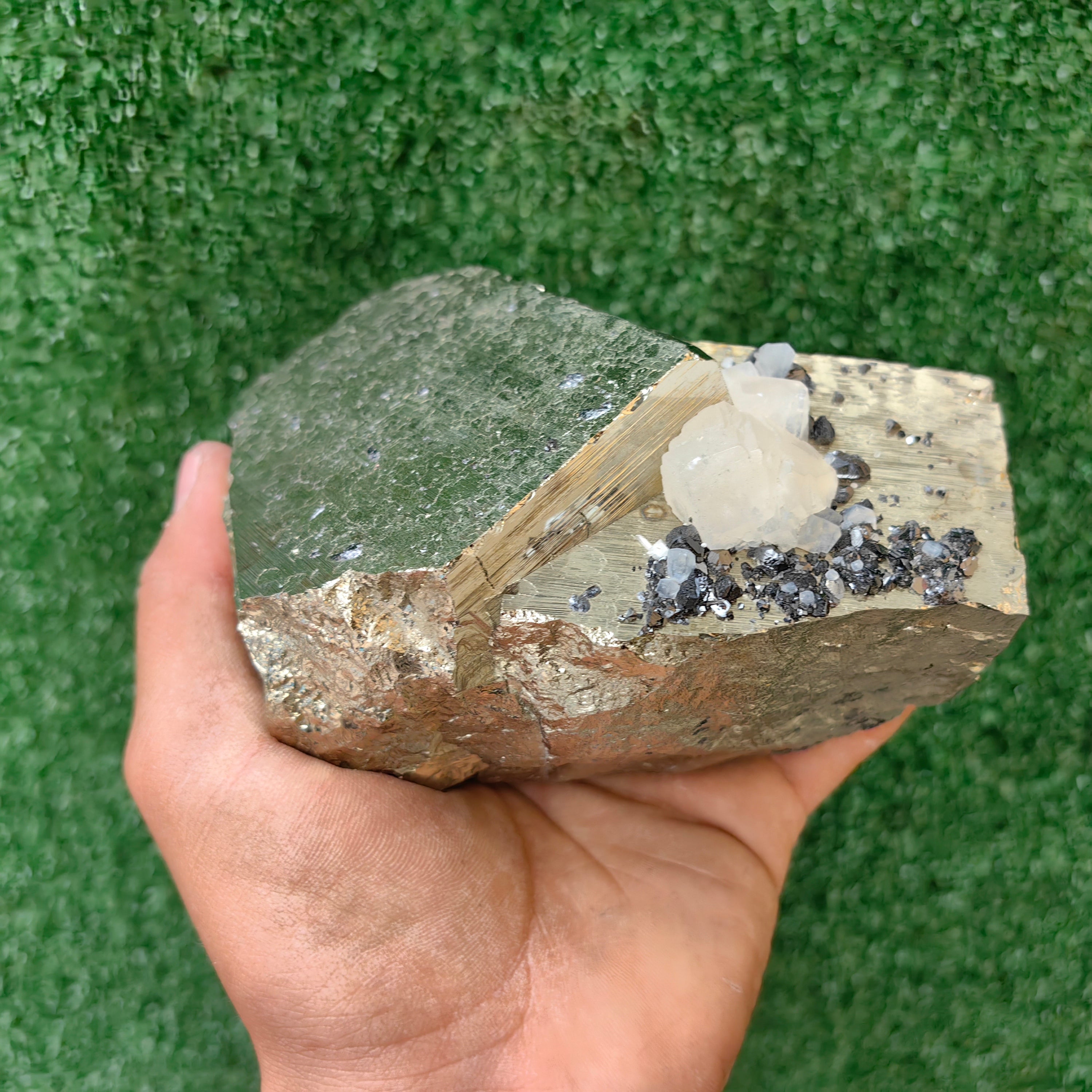 1 pc Pyrite Cubic with Calcite and Sphalerite