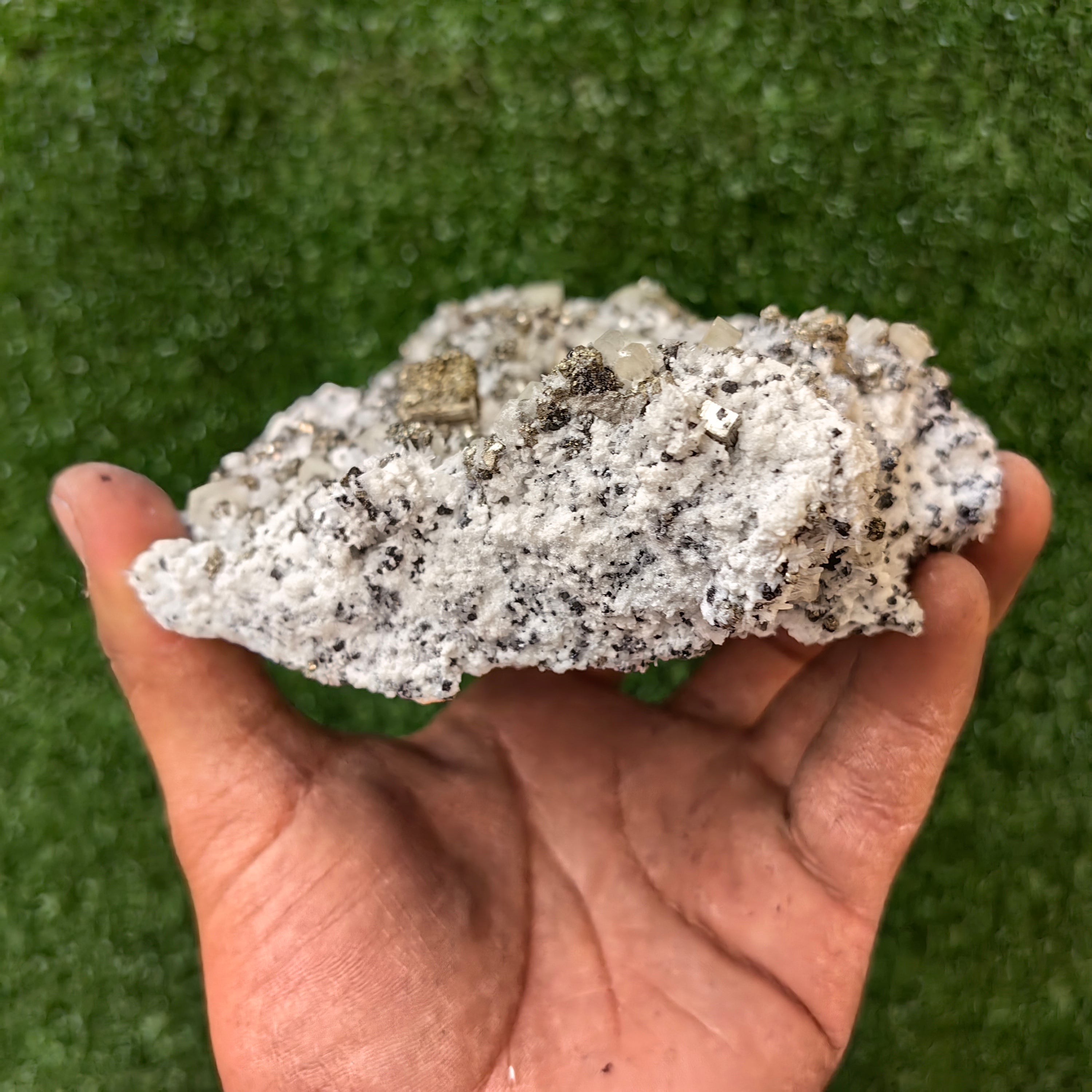 1 pcs Pyrite Cubic with Calcite, Sphalerite and Apatite