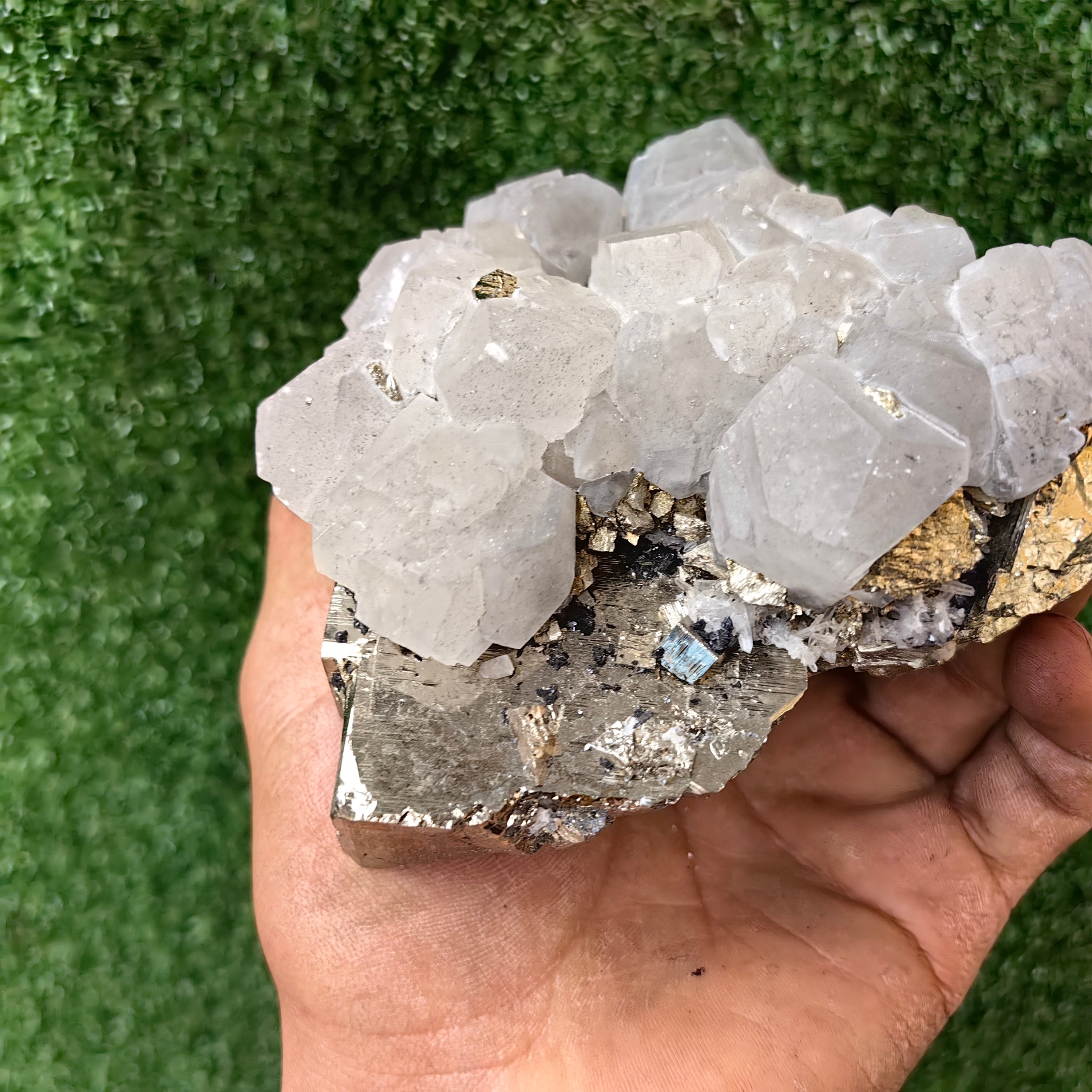 1 pcs Pyrite Cubic with Calcite