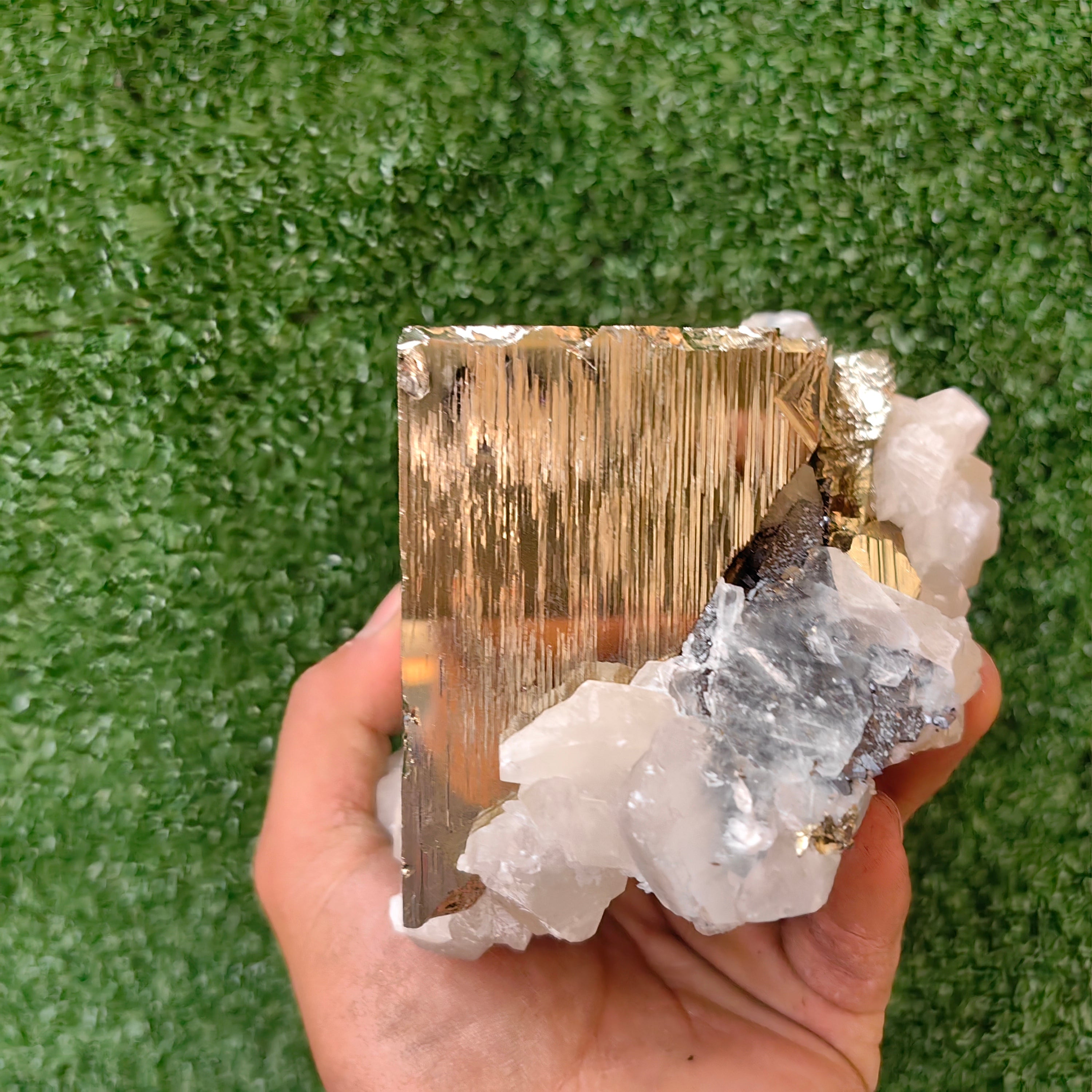 1 pcs Pyrite Cubic with Calcite