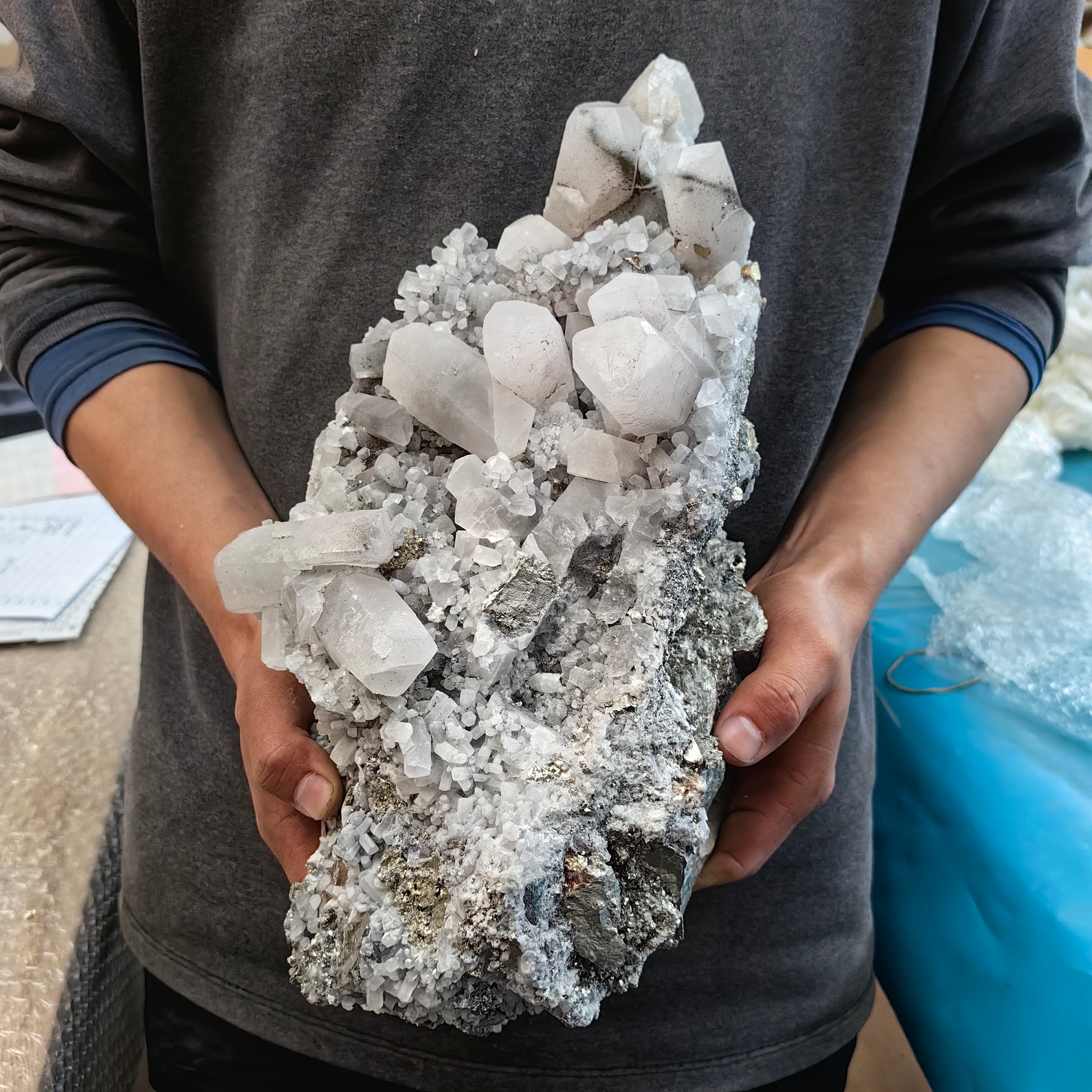 1 pc Pyrite with Calcite Rough