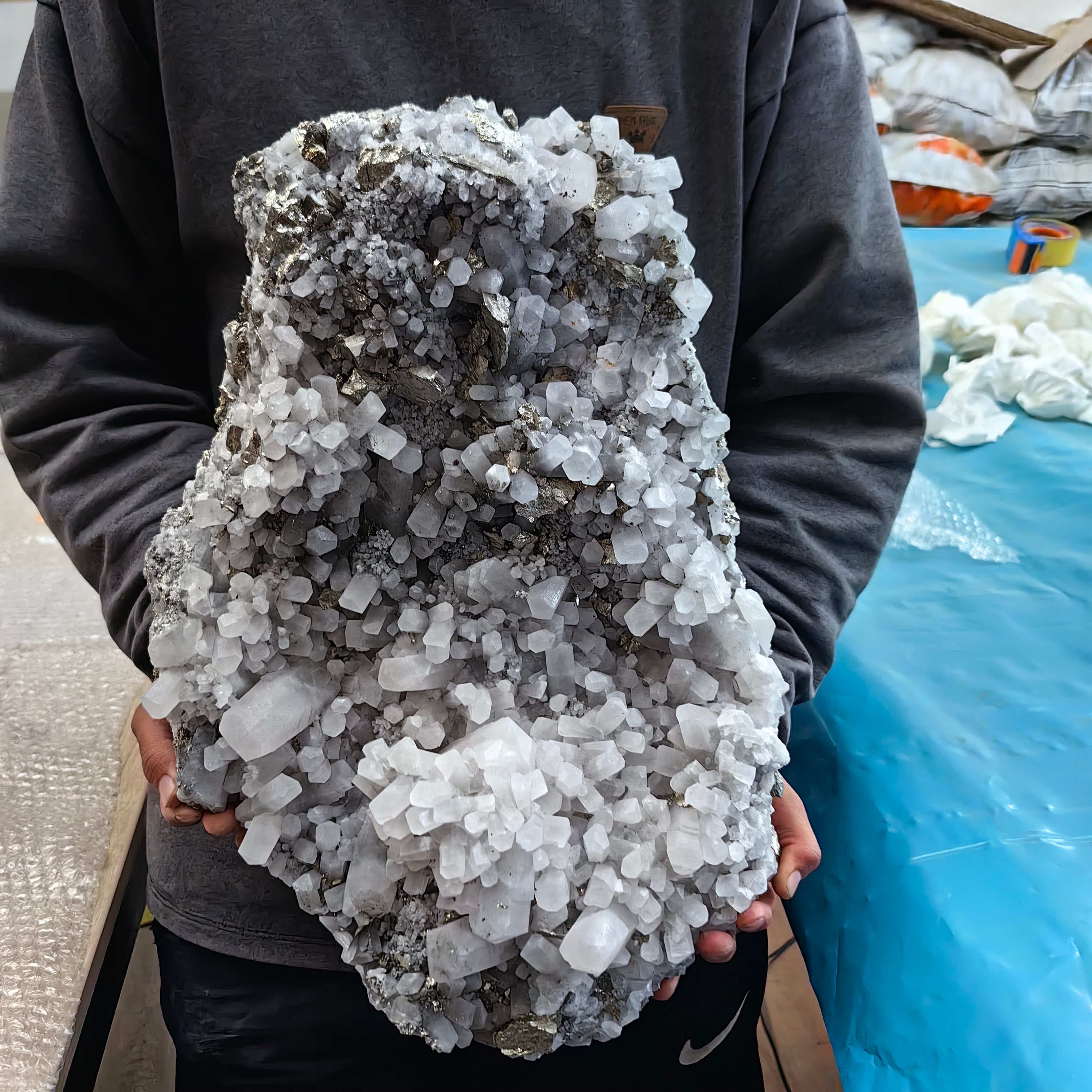 1 pc Pyrite with Calcite Rough