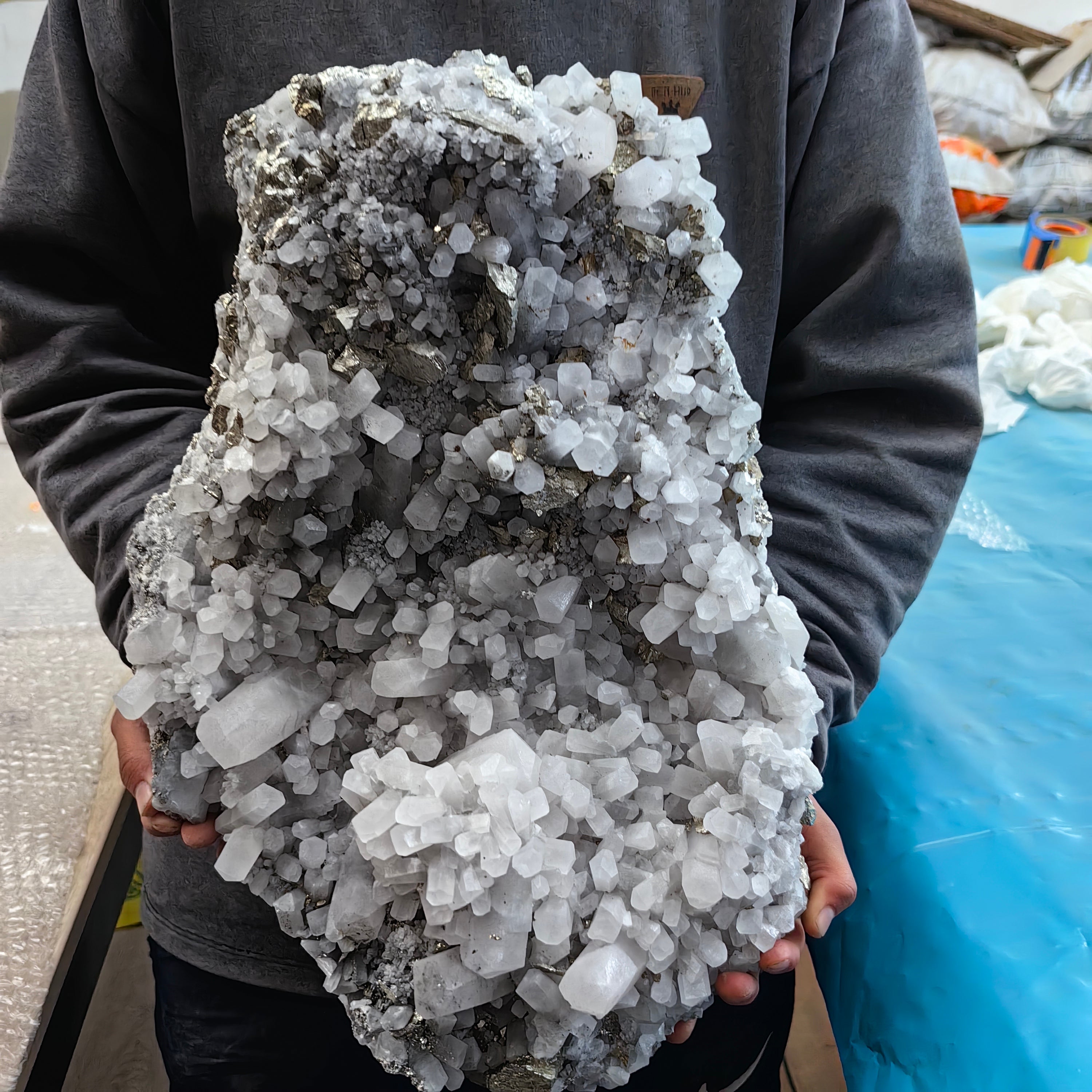 1 pc Pyrite with Calcite Rough