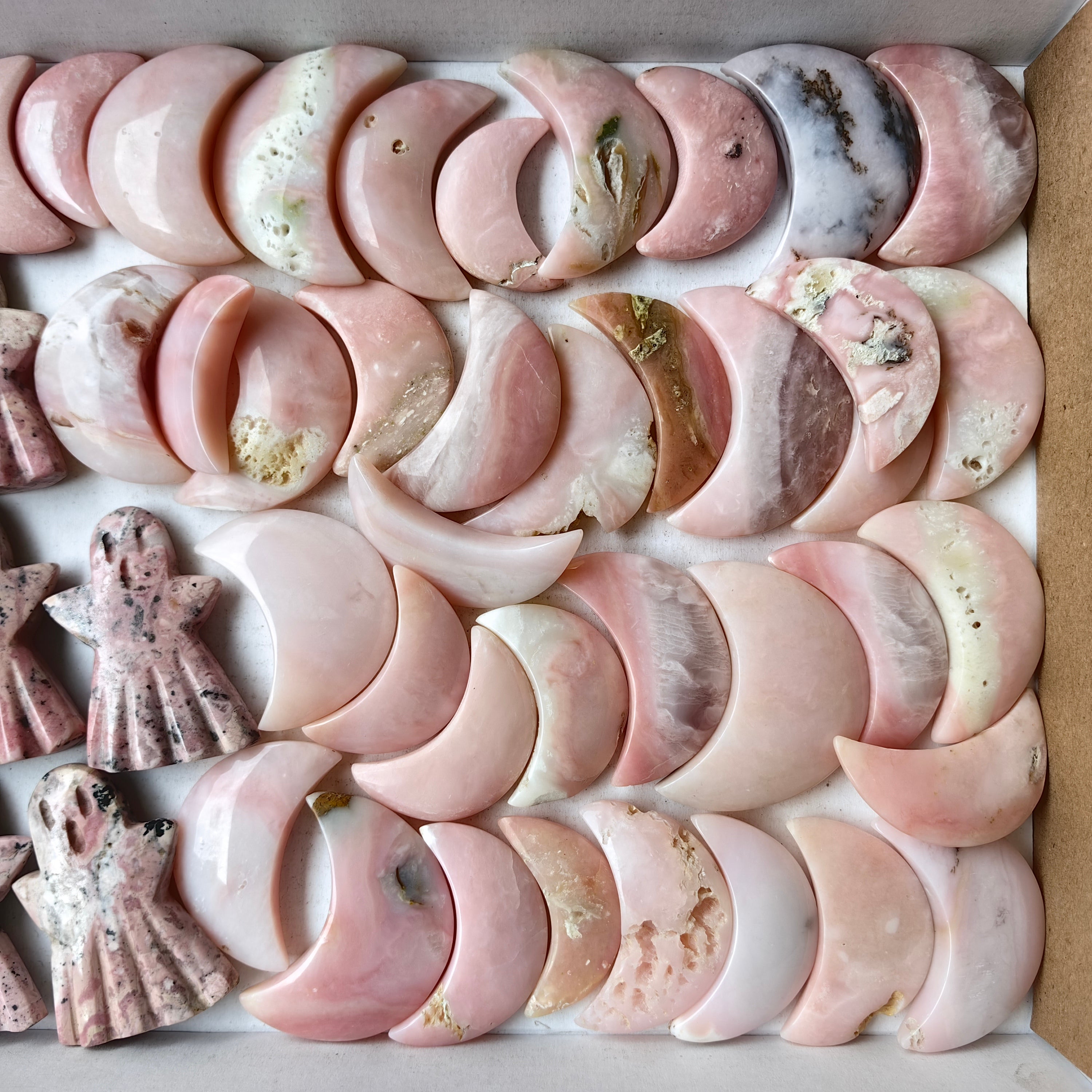 Lot 49 pcs  Rhodonite ghost and Pink Opal moon