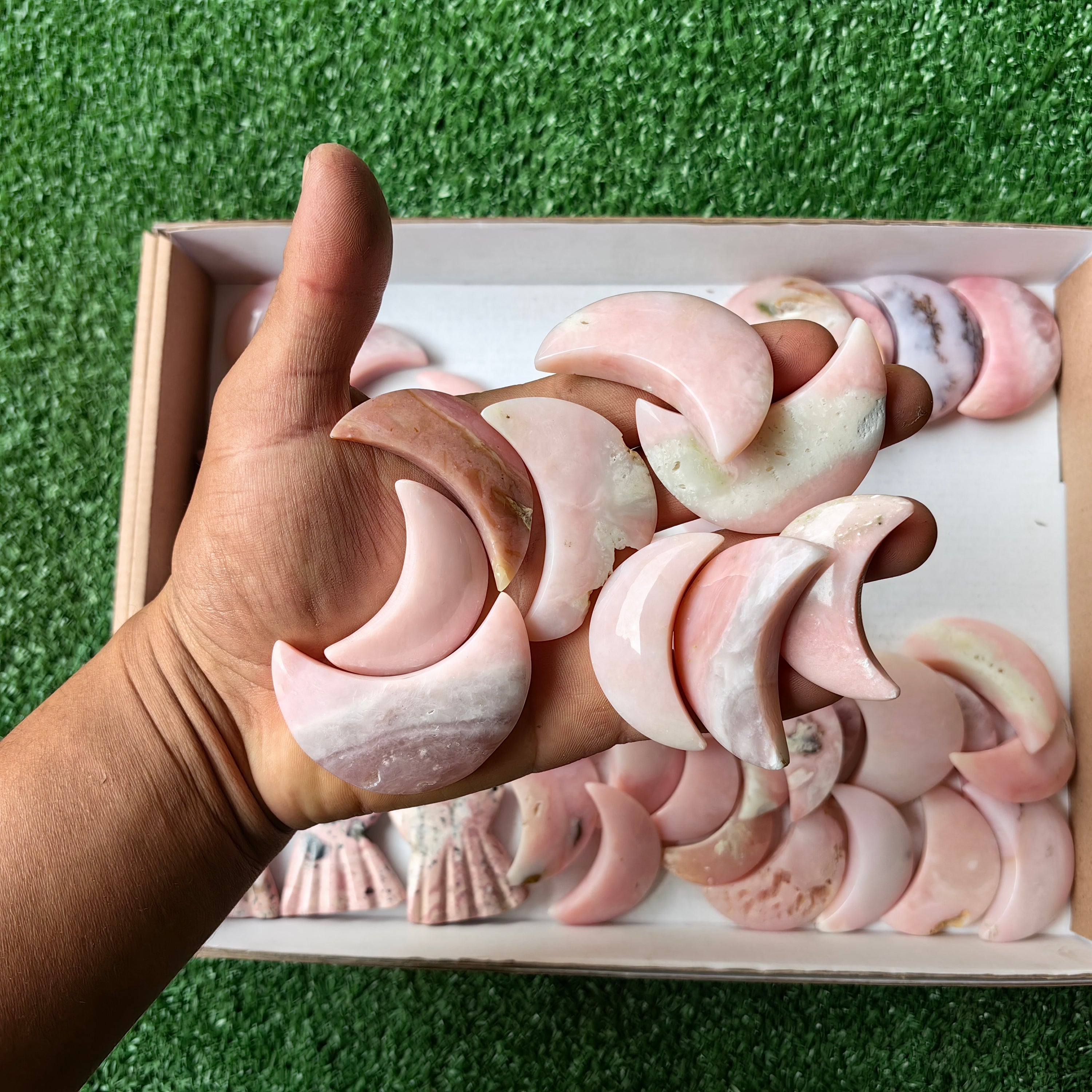 Lot 49 pcs  Rhodonite ghost and Pink Opal moon