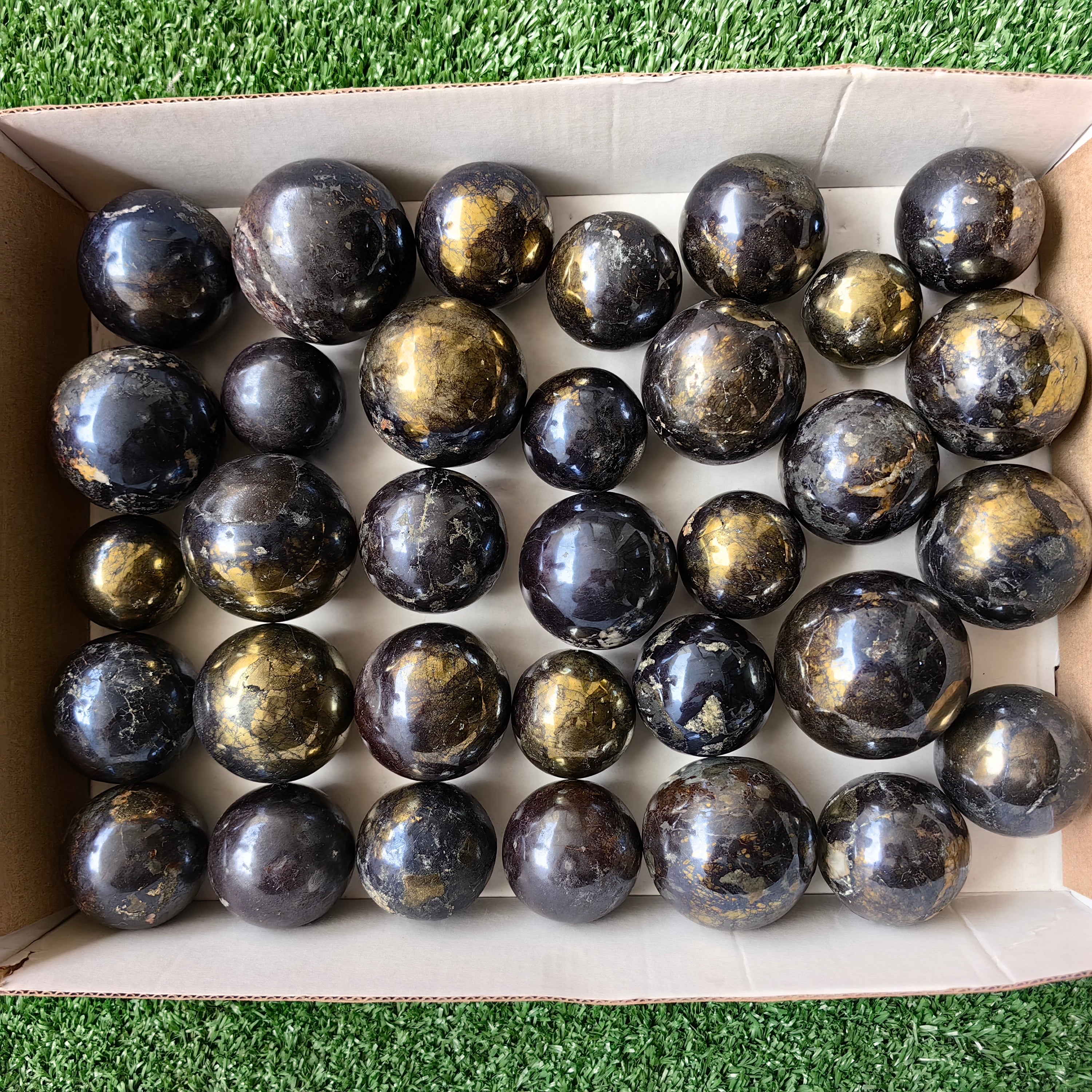 lot 33 pcs Covellite on Chalcopyrite sphere