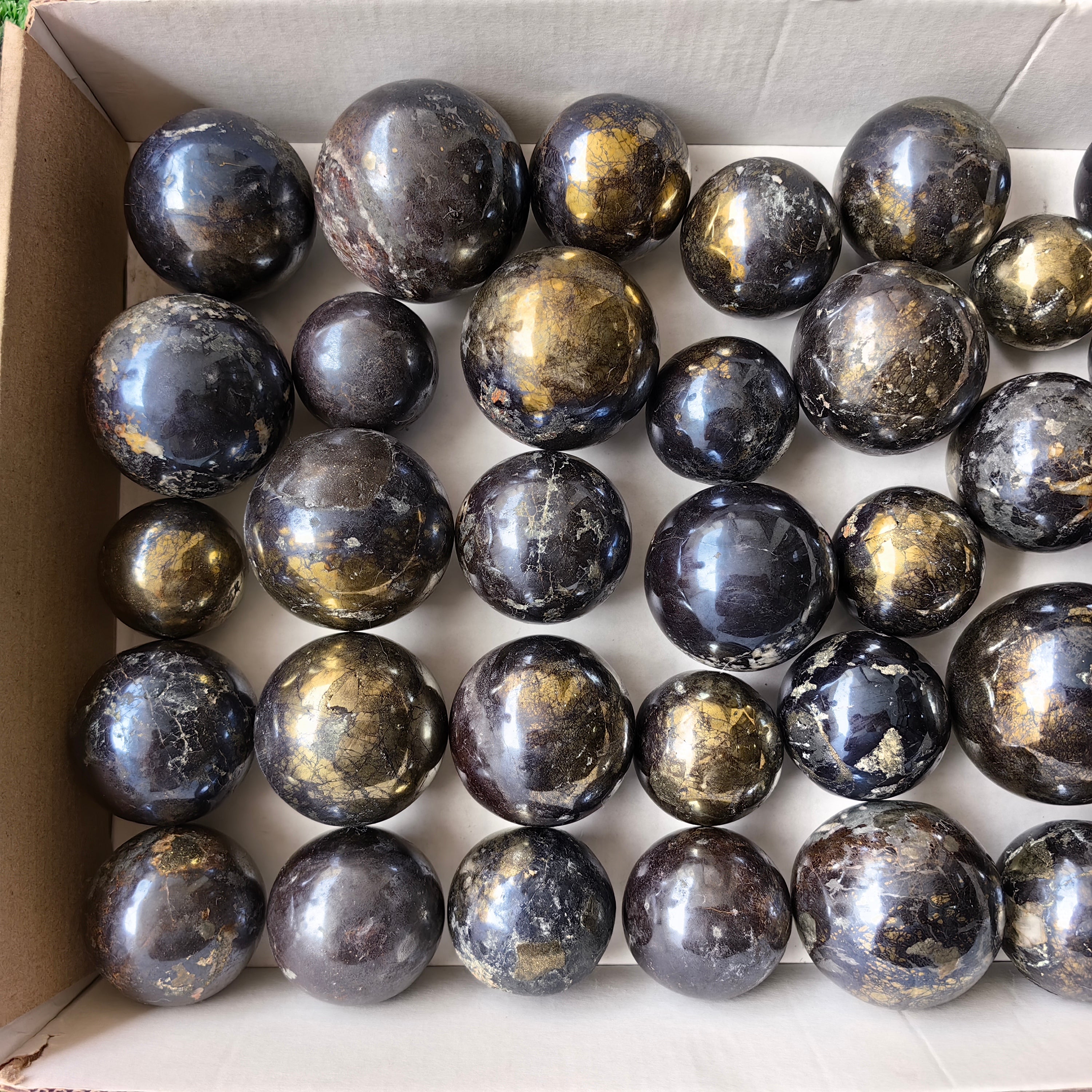 lot 33 pcs Covellite on Chalcopyrite sphere