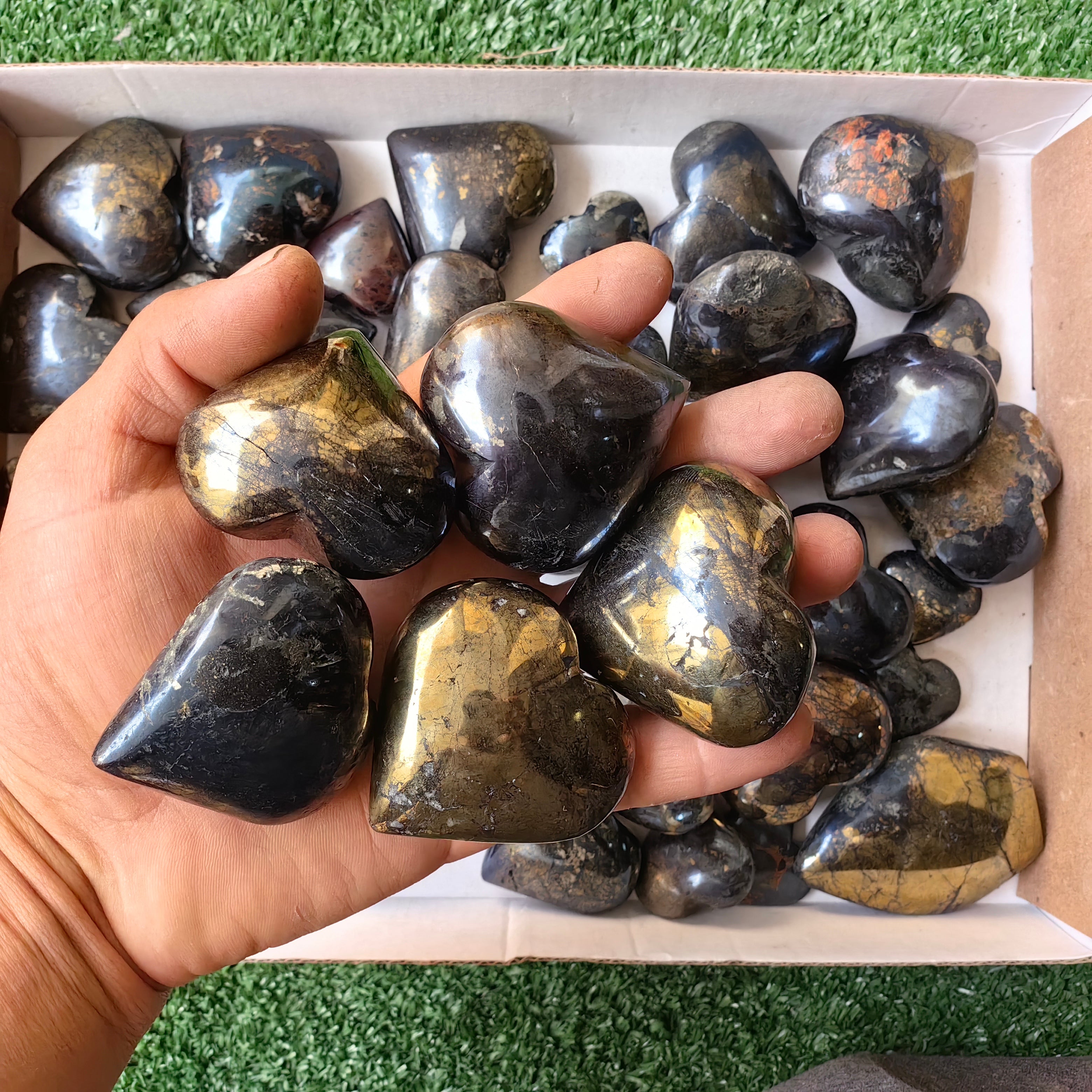 lot 41 pcs Covellite on Chalcopyrite heart