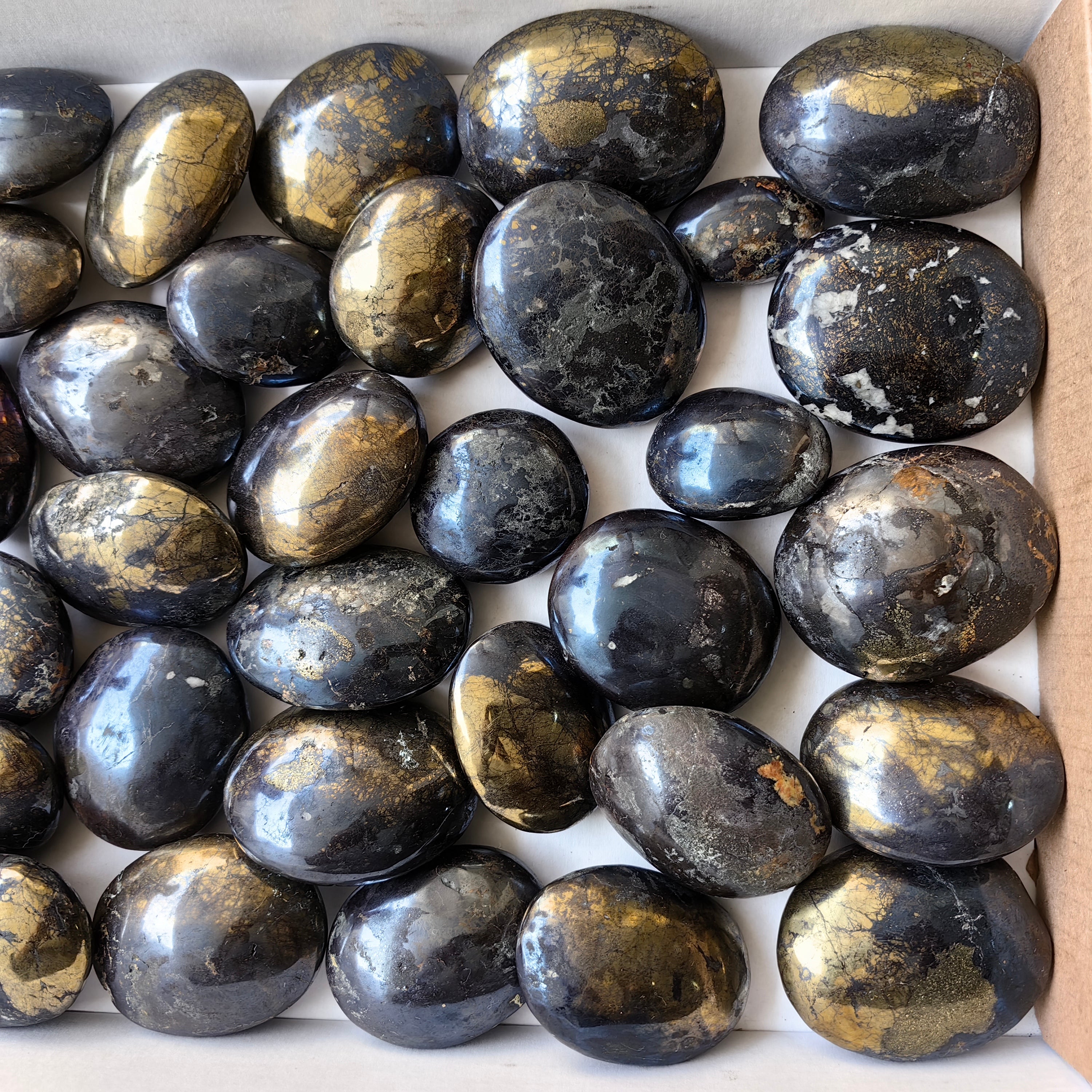 lot 37 pcs Covellite on Chalcopyrite palm