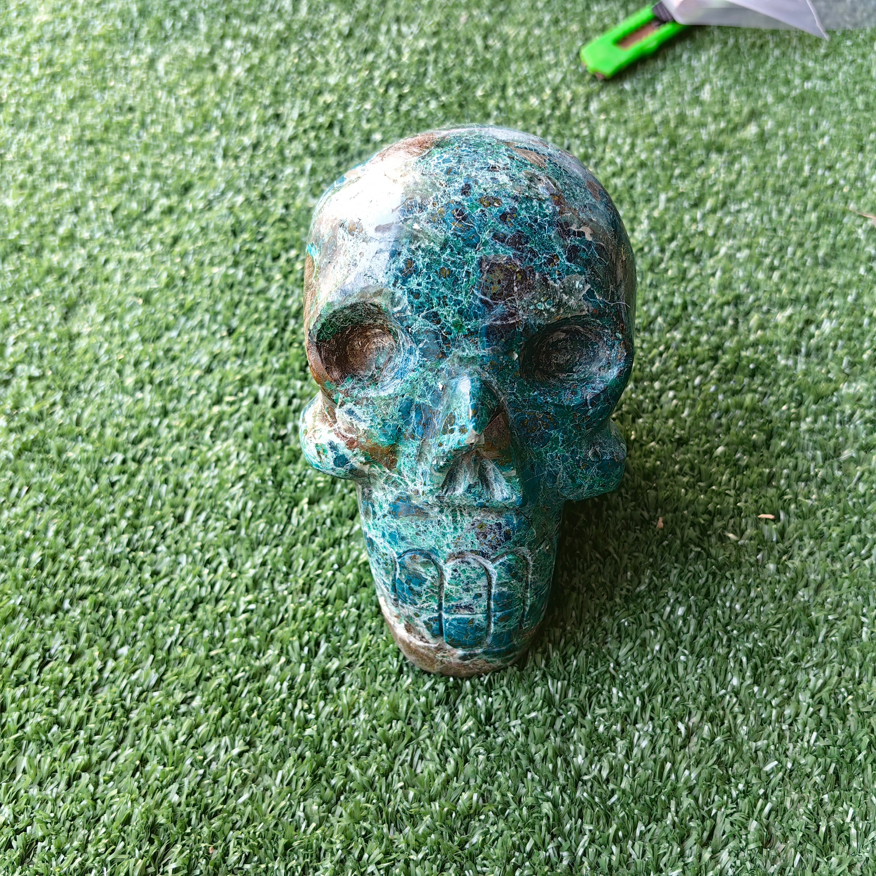 1 pcs Chrysocolla skull