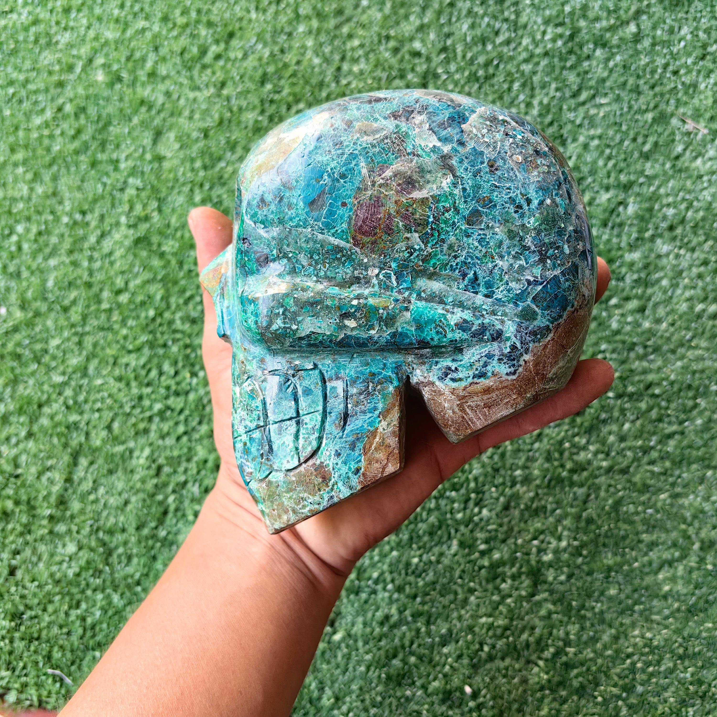 1 pcs Chrysocolla skull