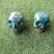 2 pcs Chrysocolla skull