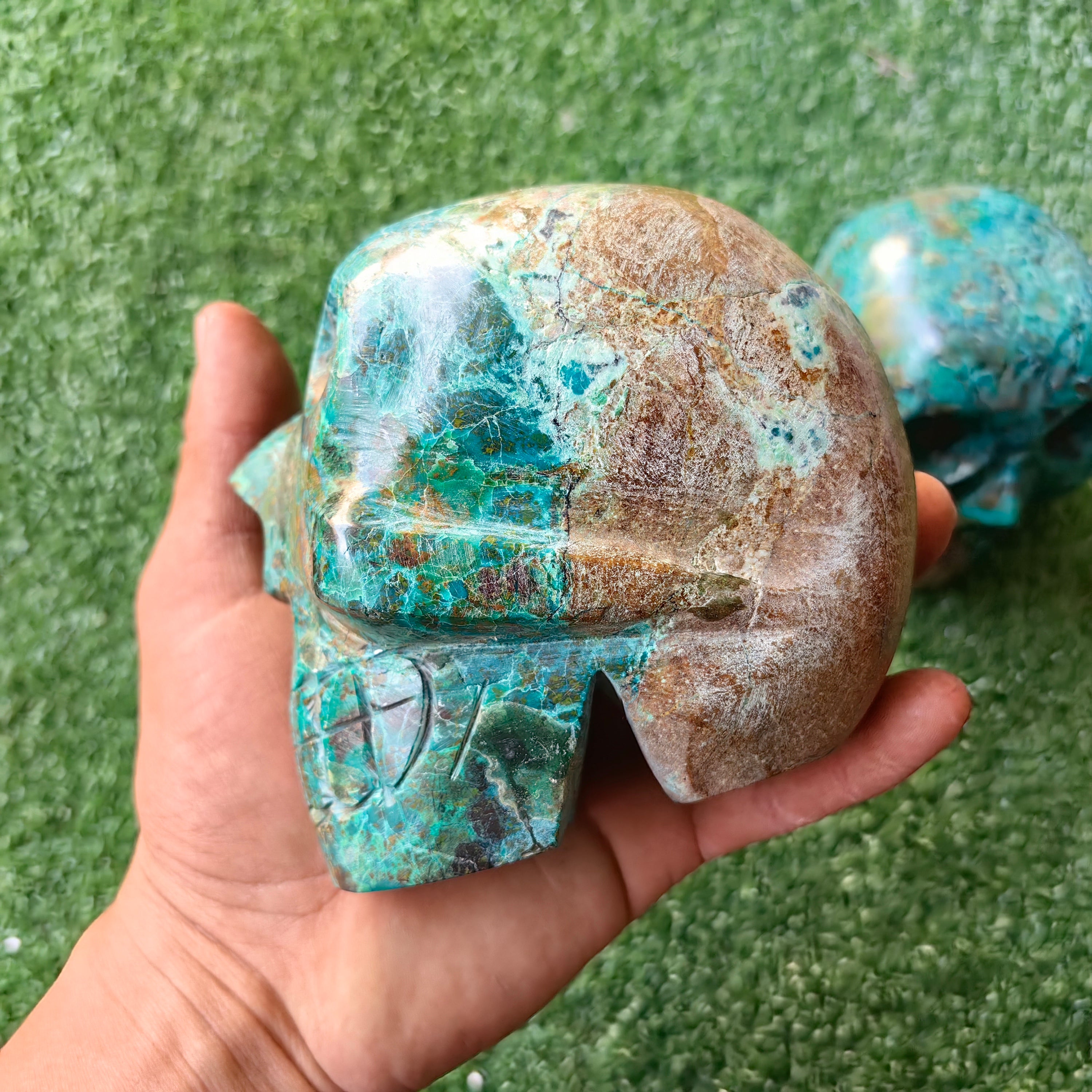 2 pcs Chrysocolla skull