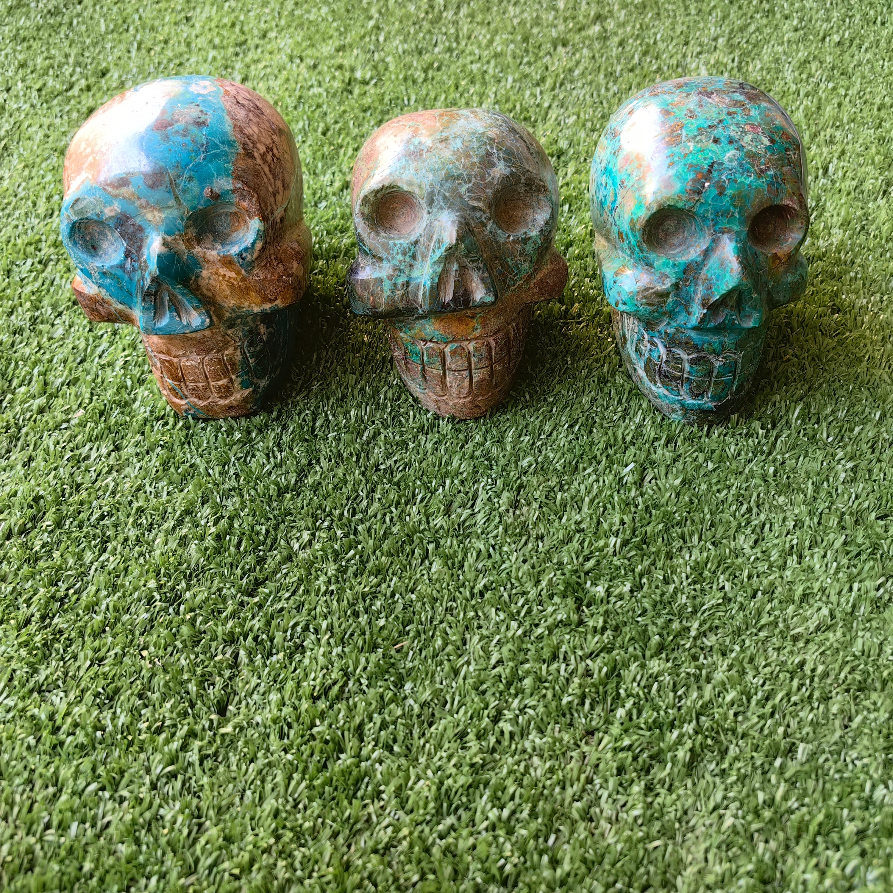 3 pcs Chrysocolla skull