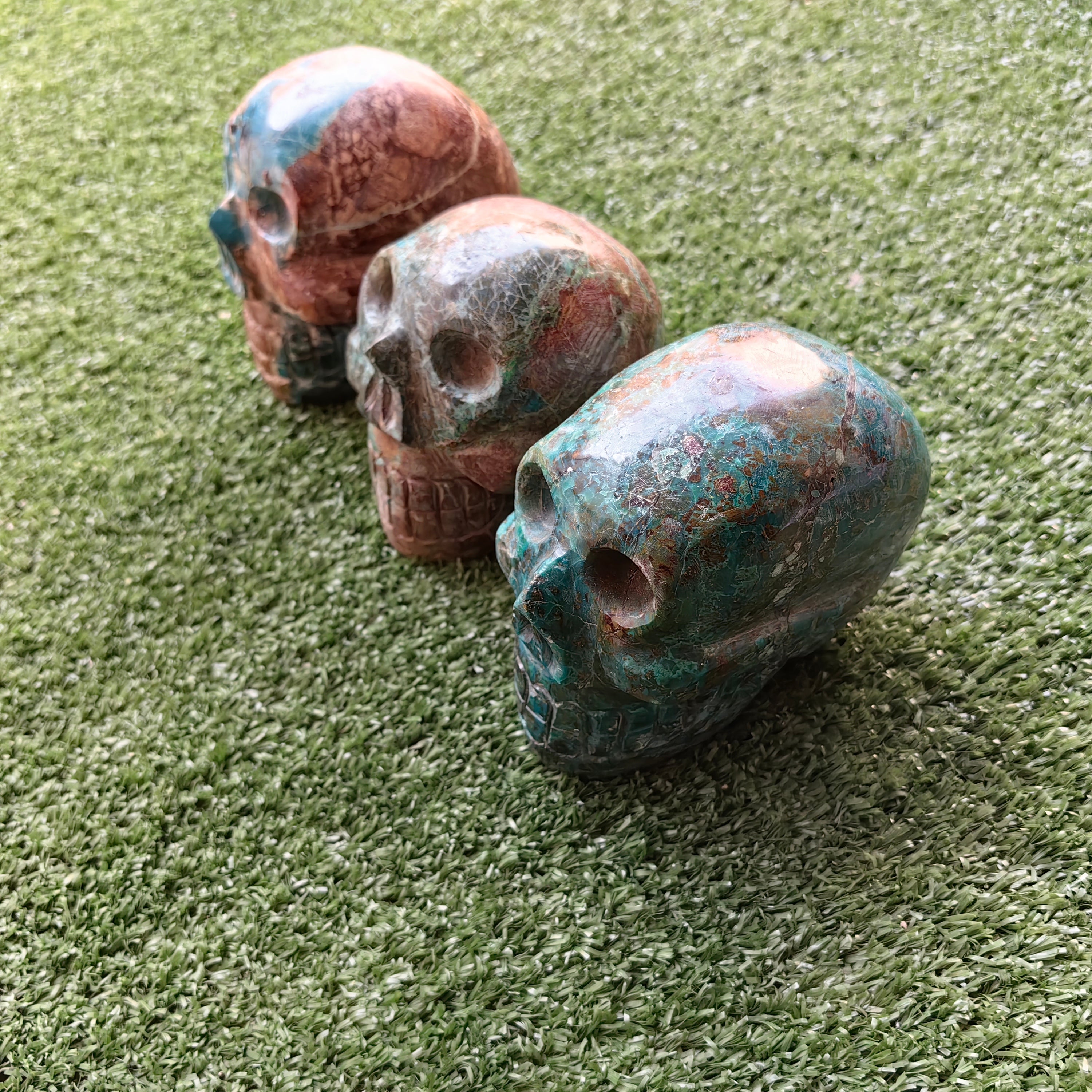 3 pcs Chrysocolla skull