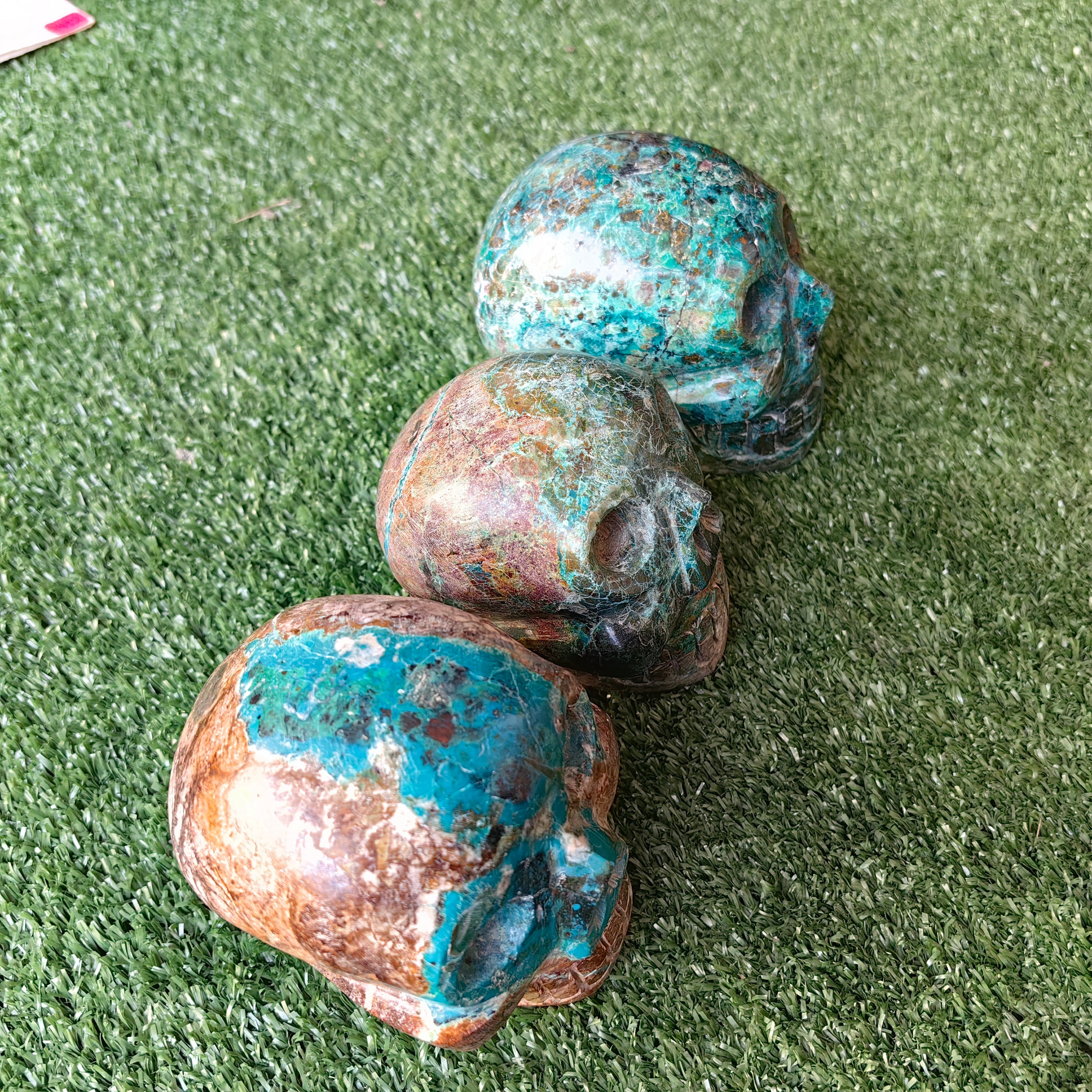 3 pcs Chrysocolla skull