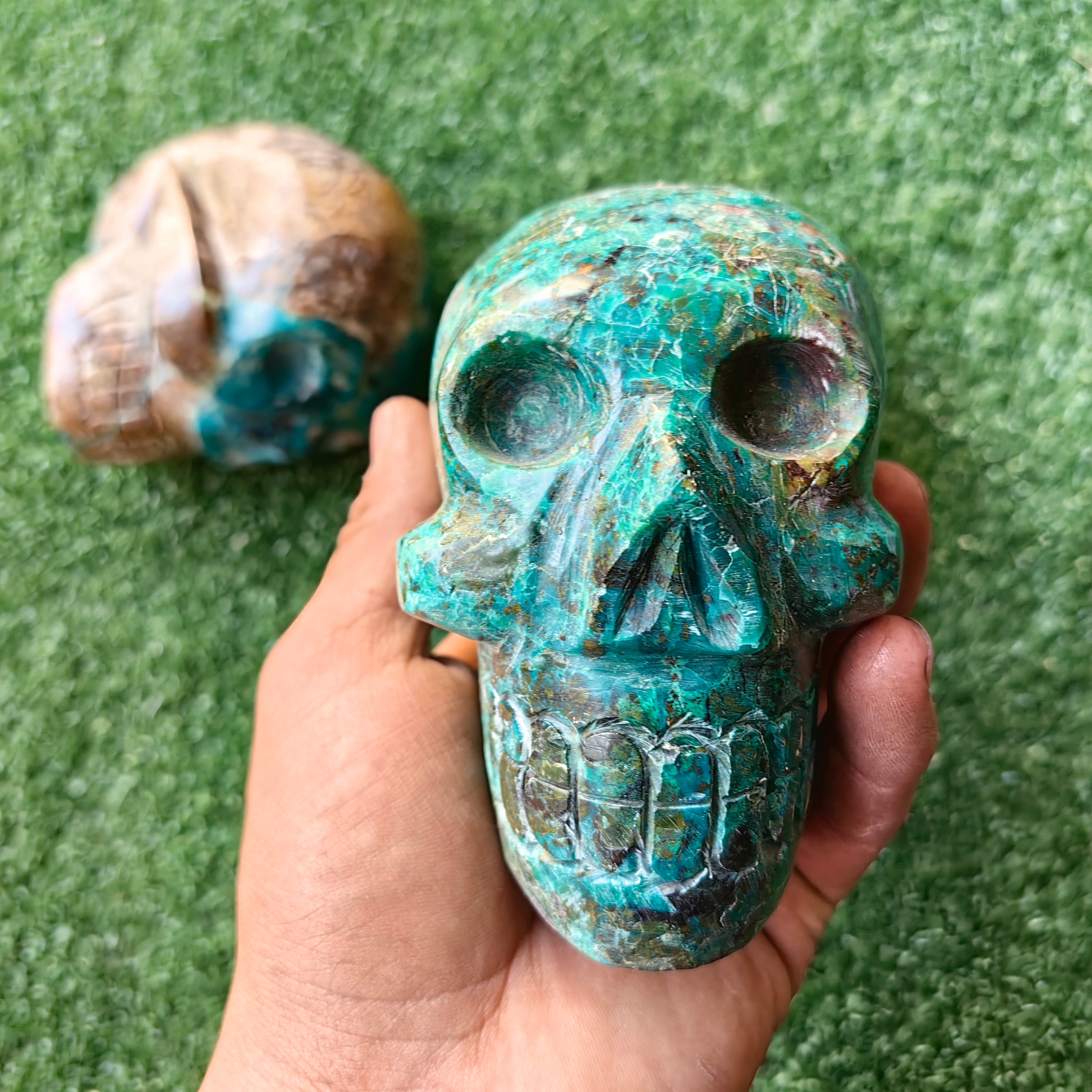 3 pcs Chrysocolla skull