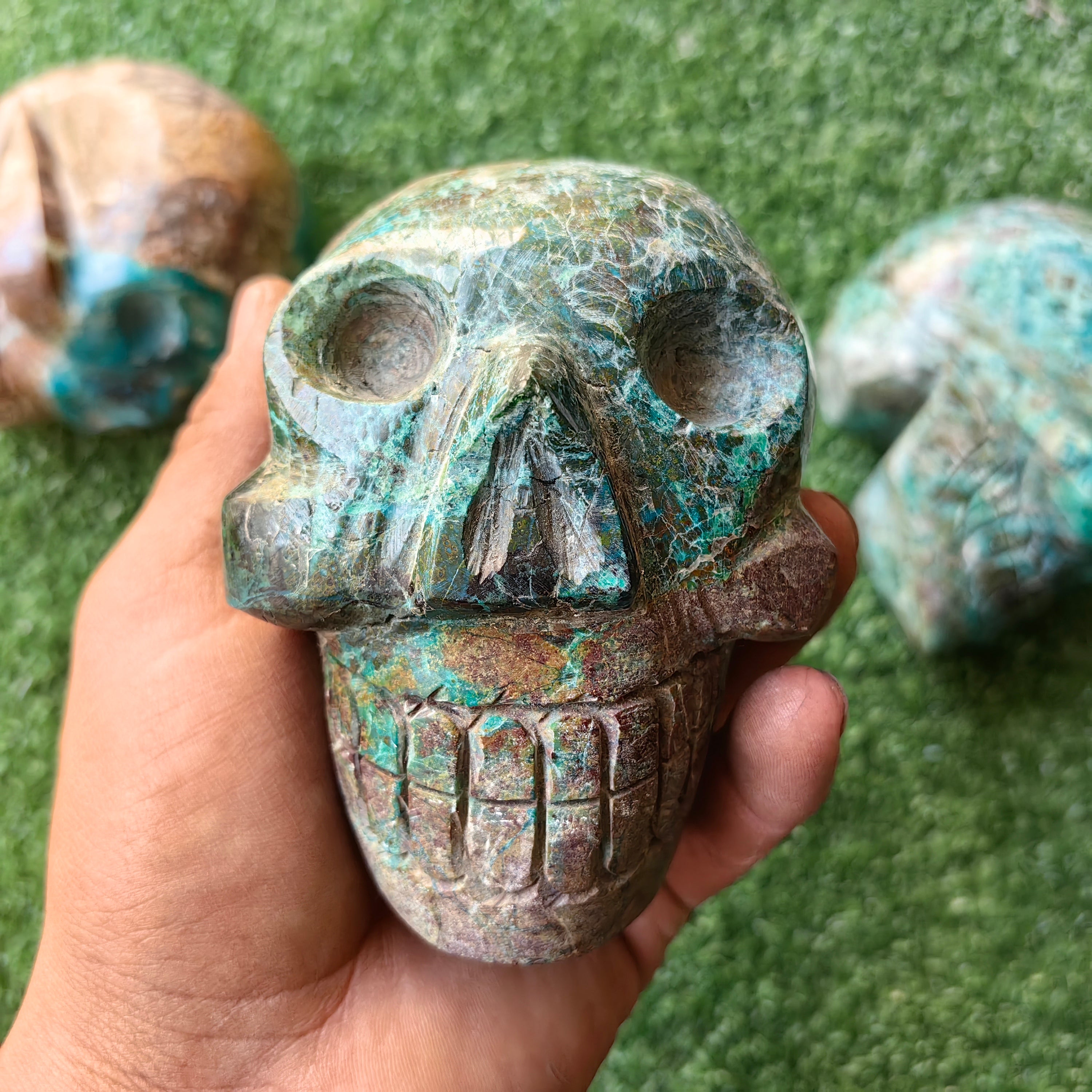 3 pcs Chrysocolla skull
