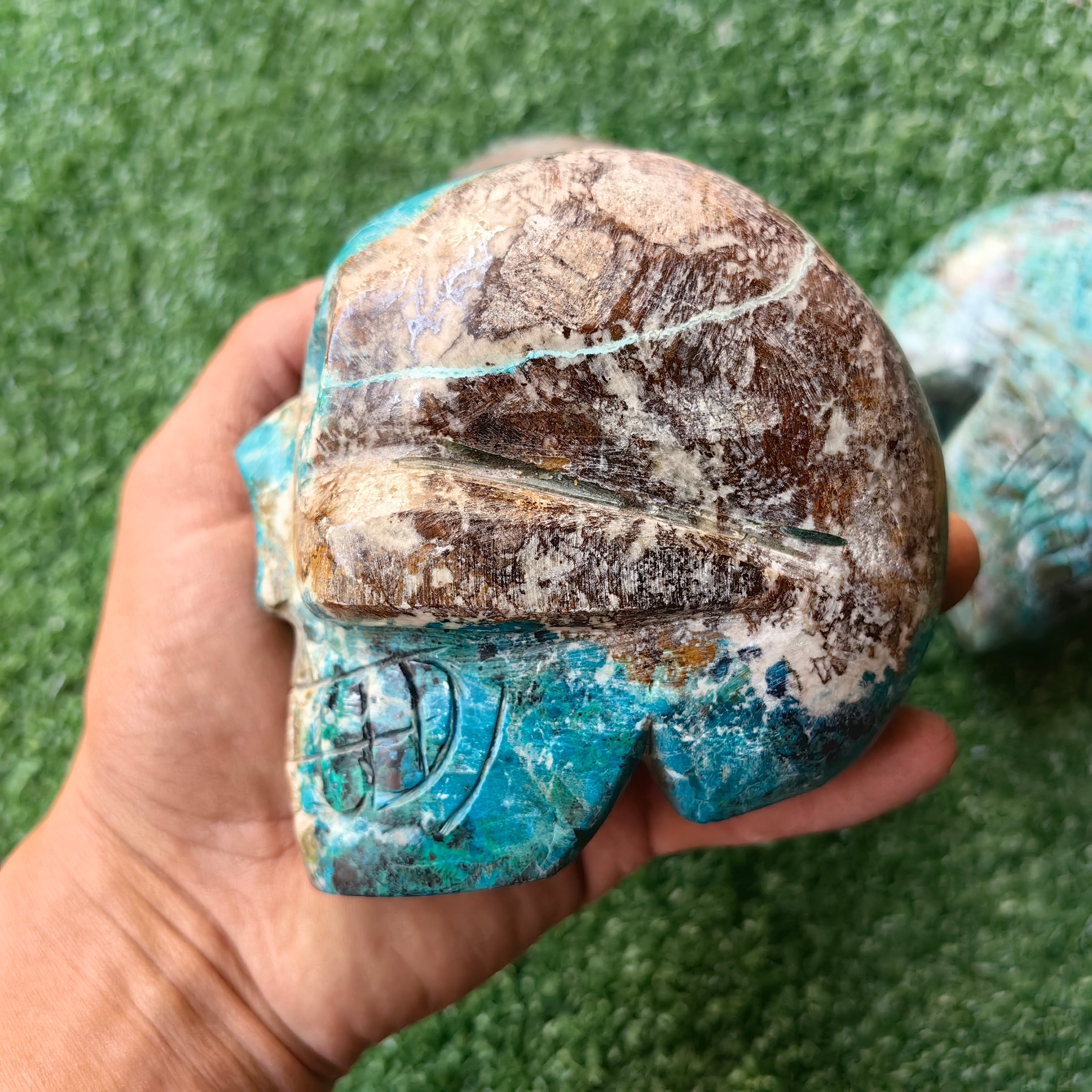 3 pcs Chrysocolla skull