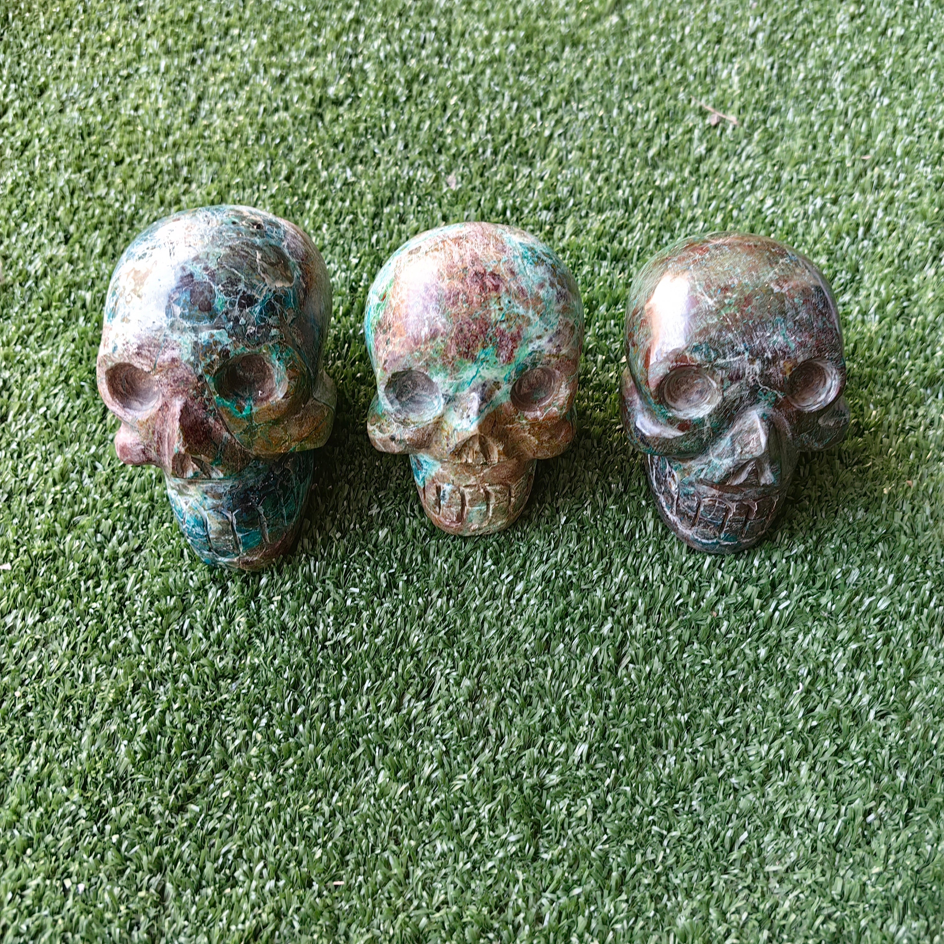 3 pcs Chrysocolla skull