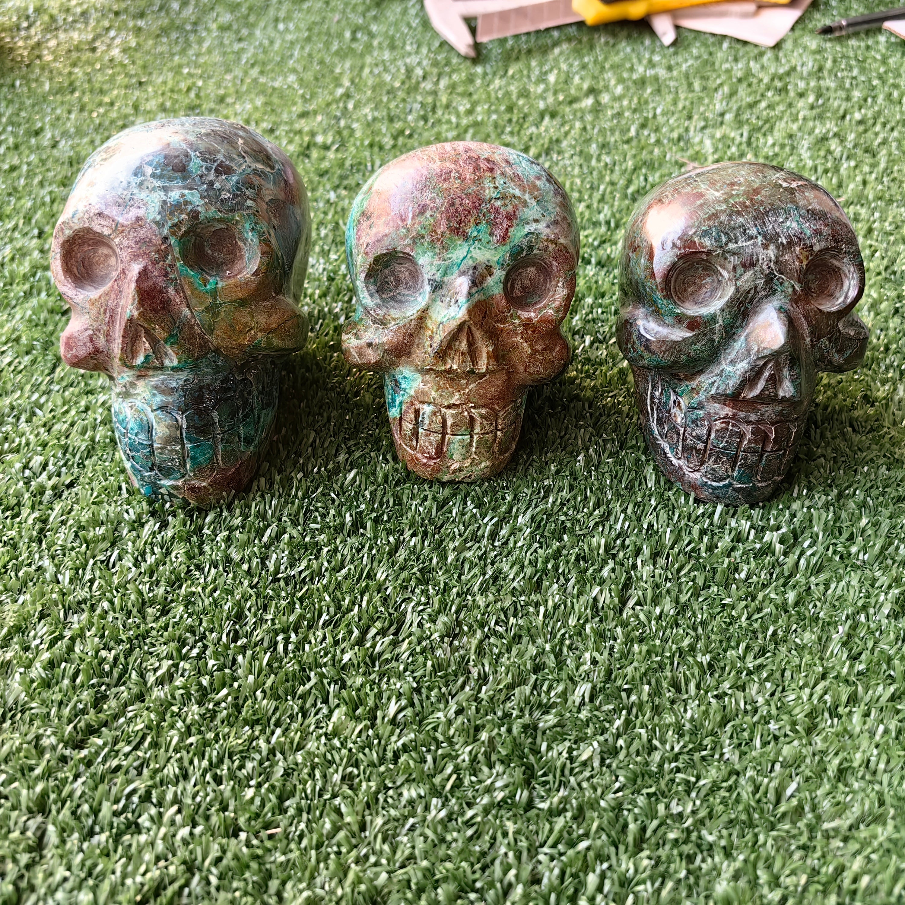 3 pcs Chrysocolla skull