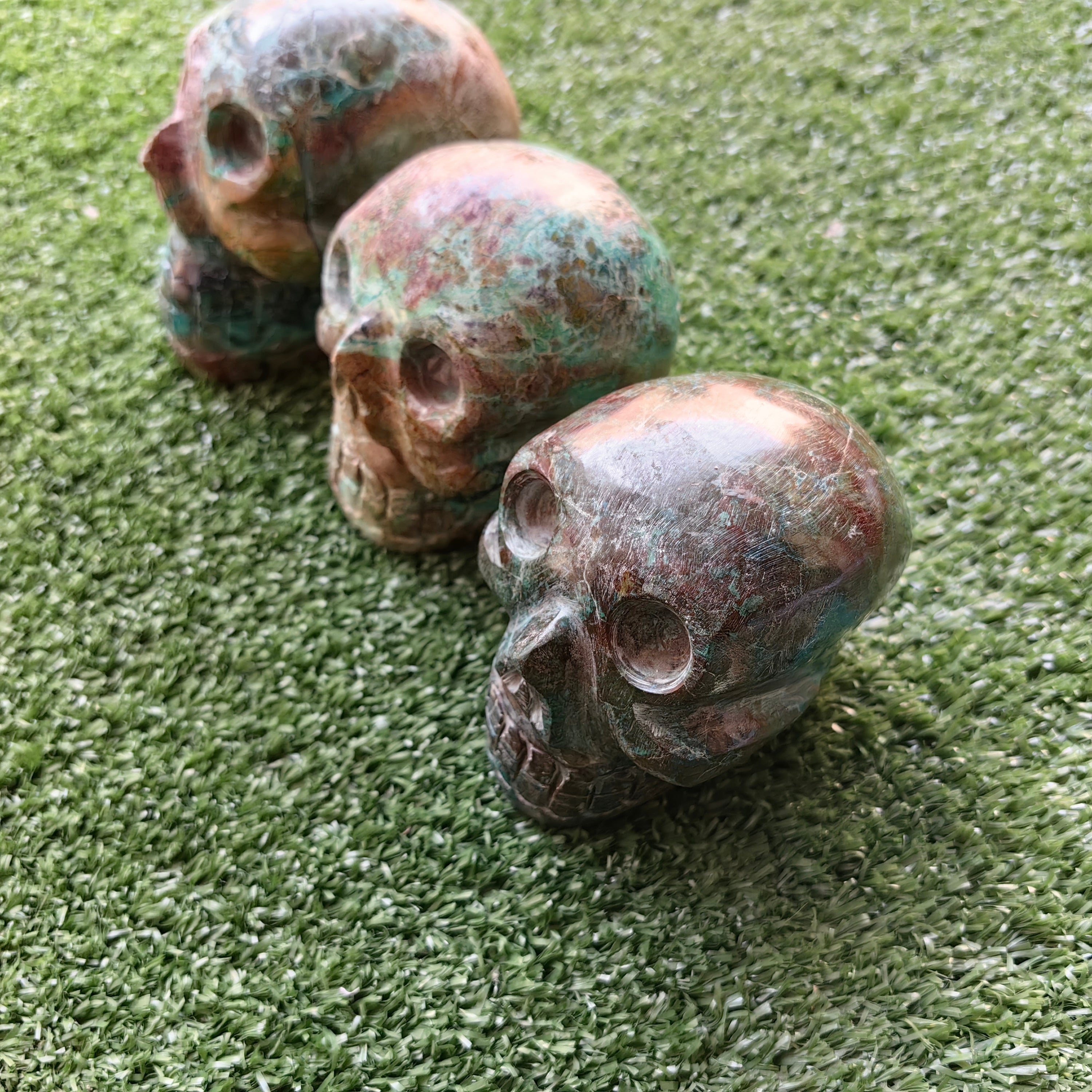 3 pcs Chrysocolla skull