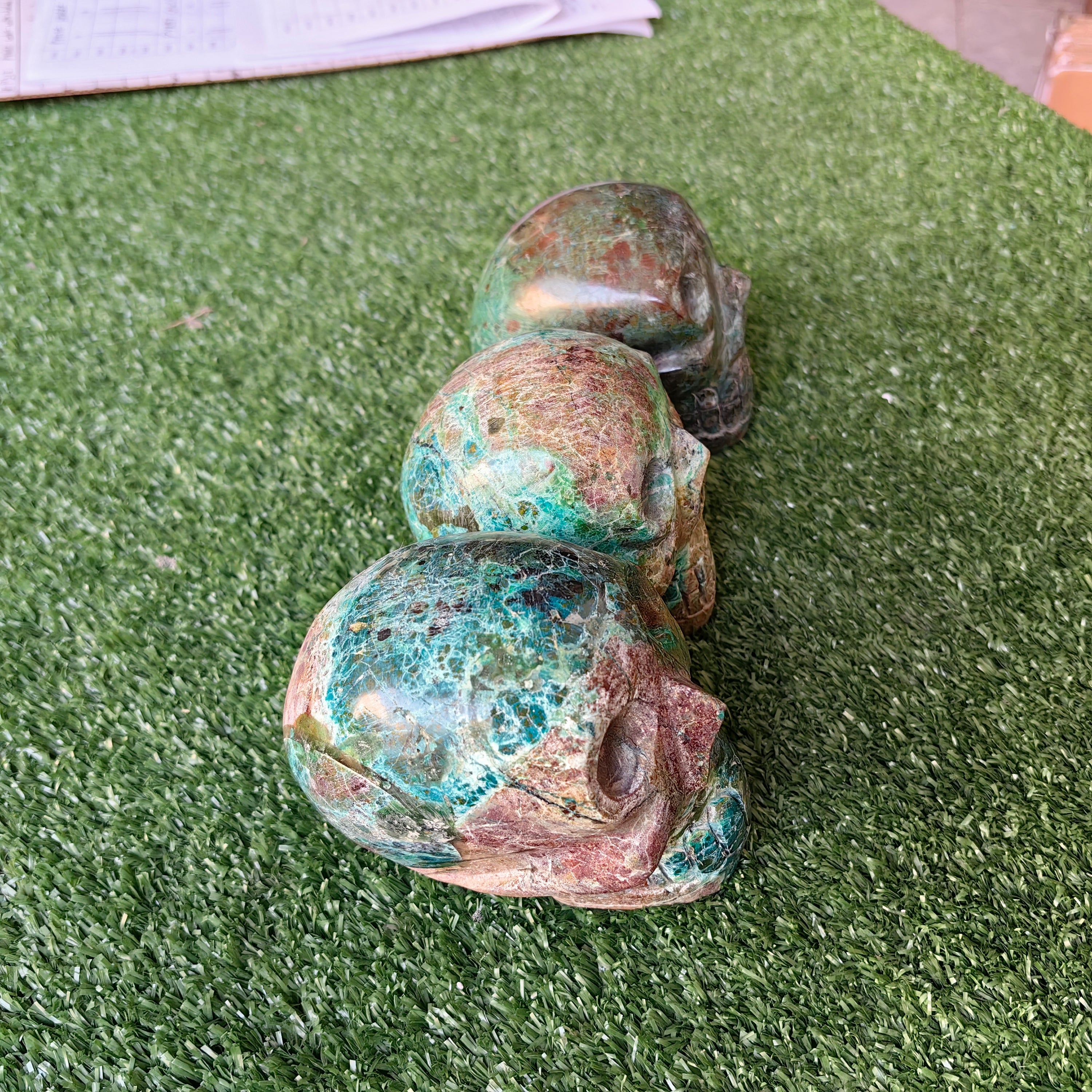 3 pcs Chrysocolla skull