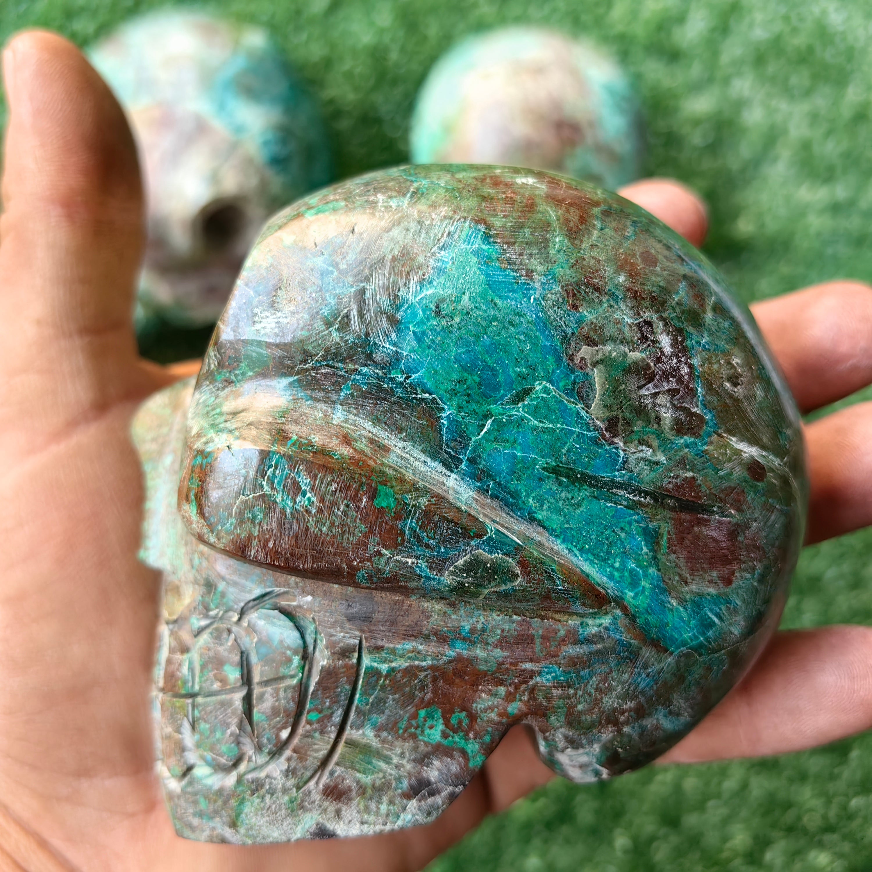 3 pcs Chrysocolla skull