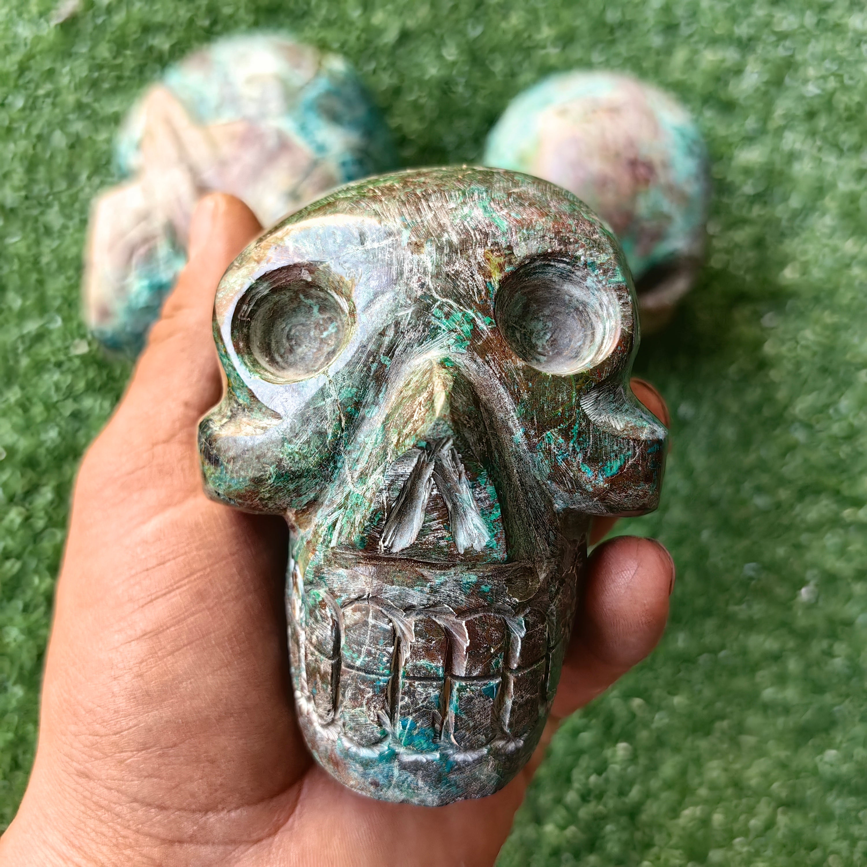 3 pcs Chrysocolla skull