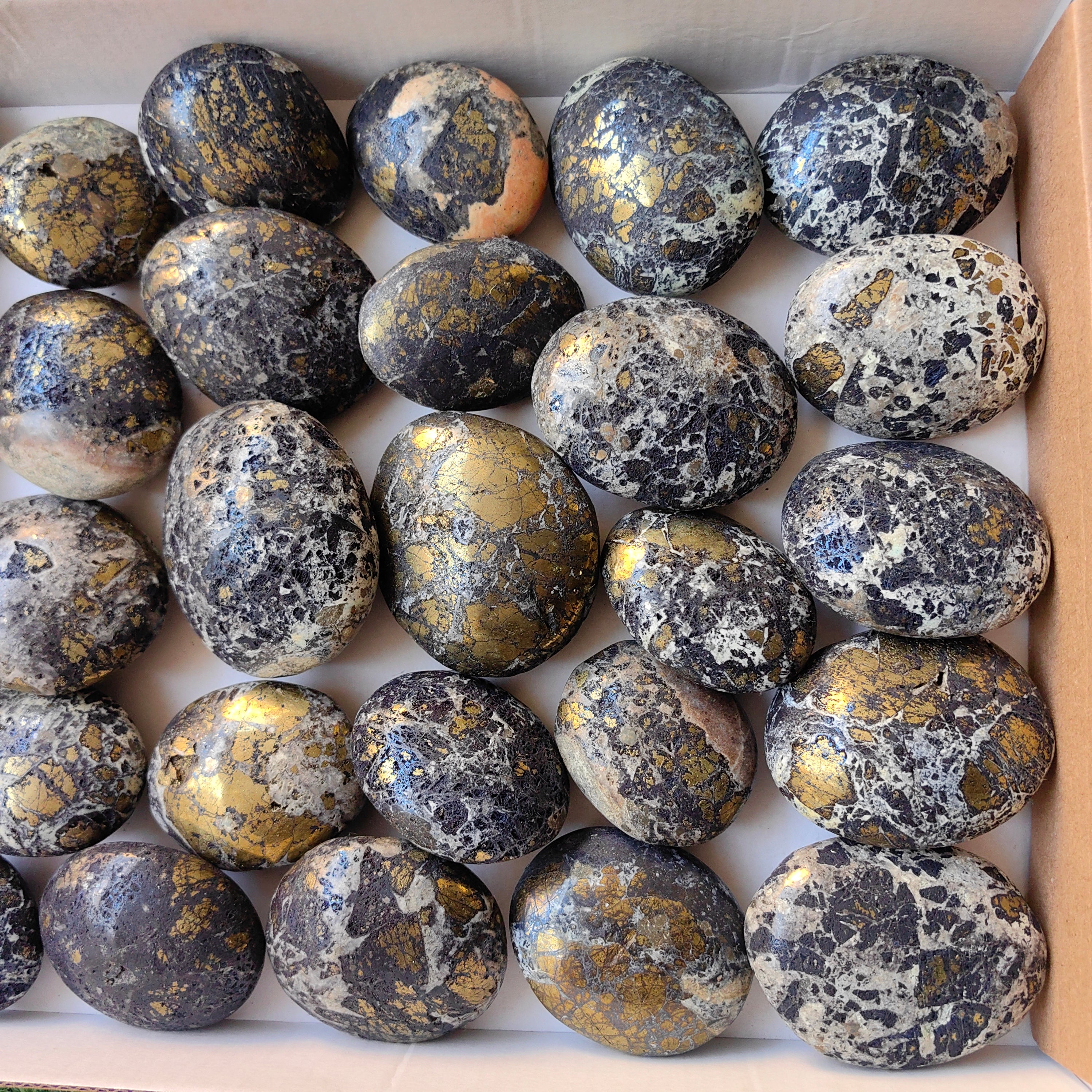 30 pcs Covellite on Chalcopyrite palm
